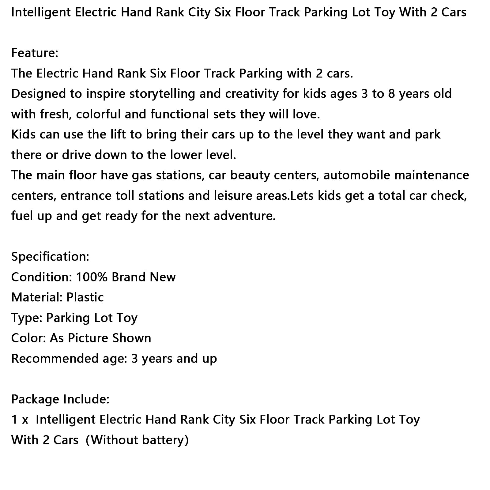 Intelligent Electric Hand Rank City Six Floor Track Parking Lot Toy With 2 Cars