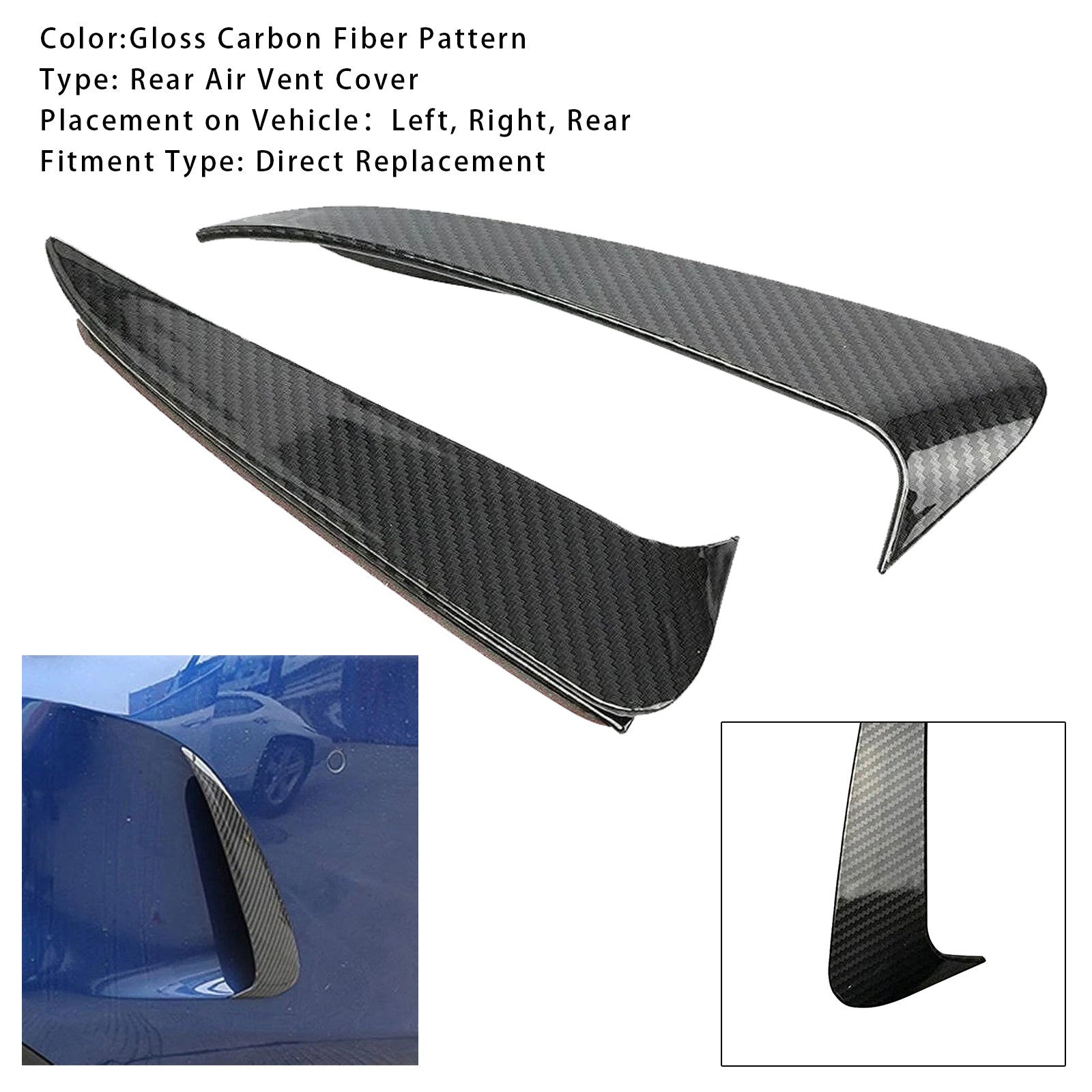 Rear Air Vent Cover Carbon Fiber Look For Benz C Class W205 C43 C63 2014-2019
