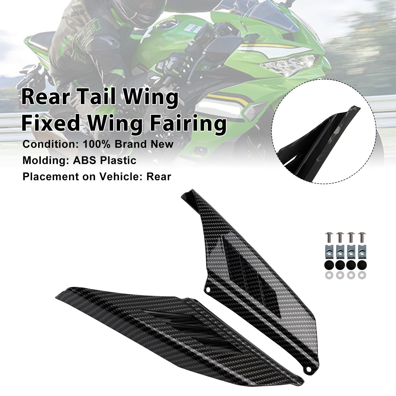2023-2025 Kawasaki NINJA ZX-4R ZX-4RR Rear Tail Wing Fixed Wing Fairing