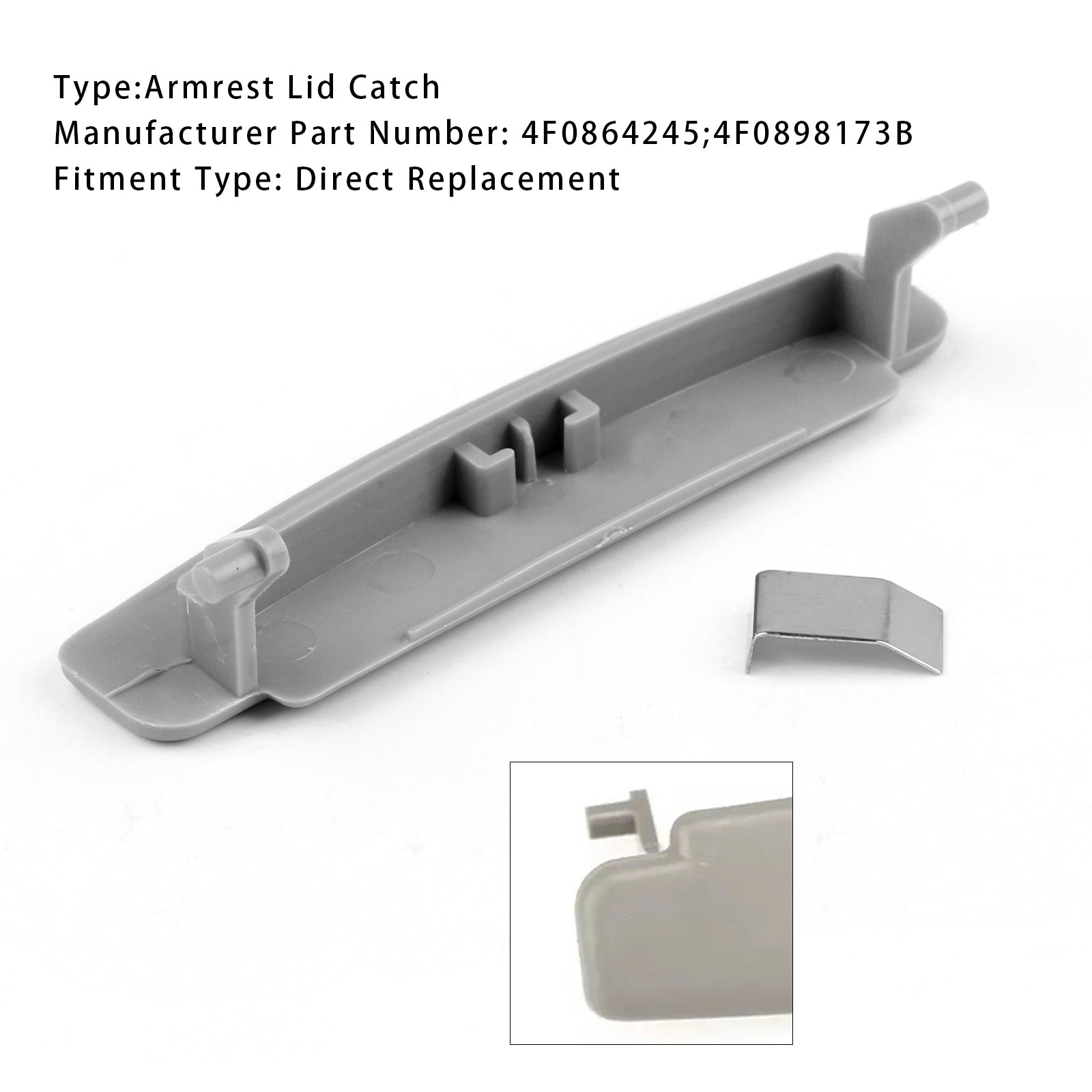 2005-2011 Audi A6 C6 Gray Console Center Armrest Lid Latch 4F0864245