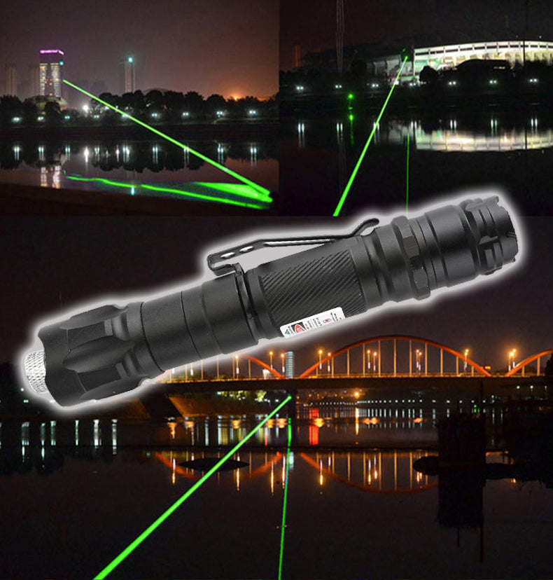 Military 100Miles 532nm Green Laser Pointer Pen Visible Beam + Battery + Star Cap
