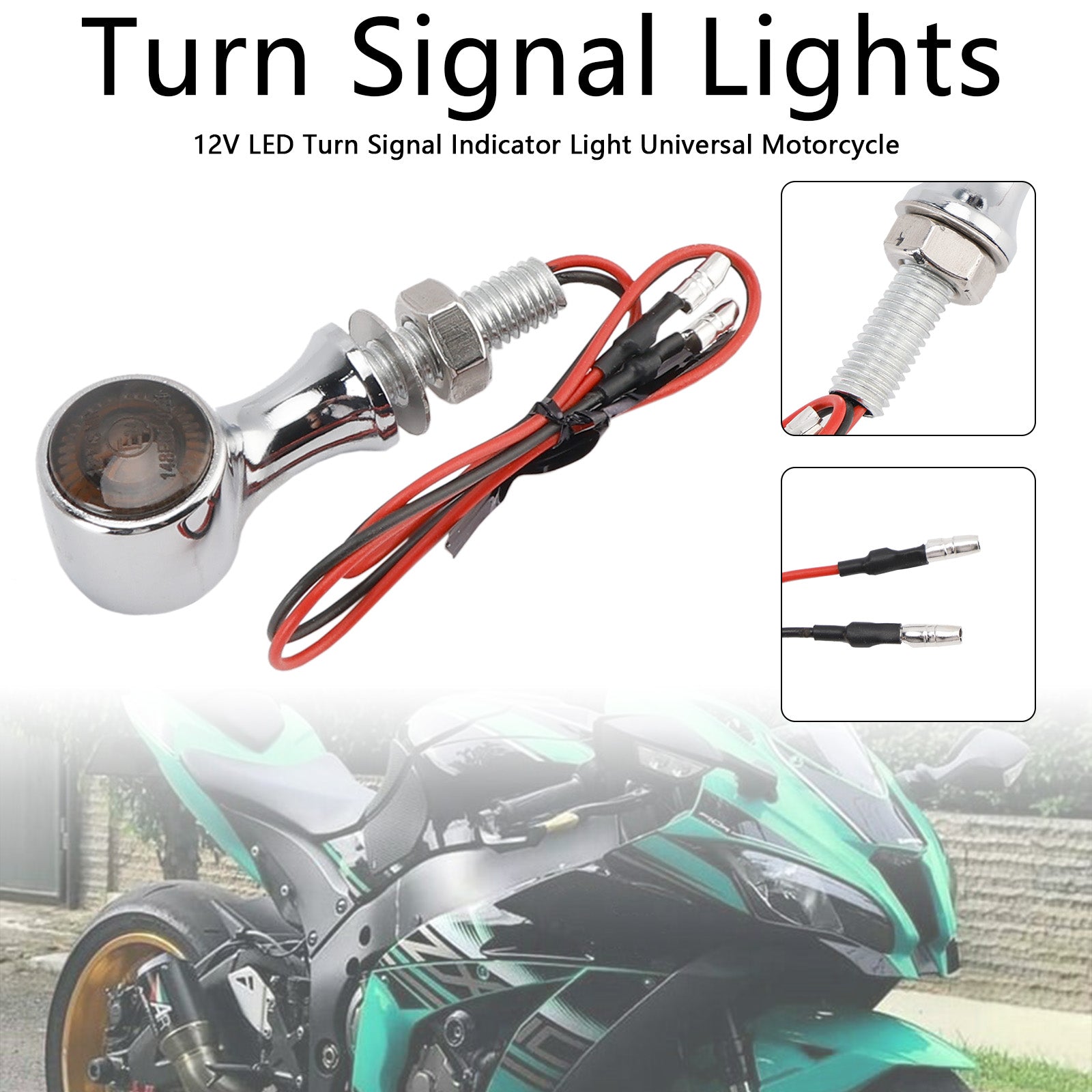 12V LED Turn Signal Indicator Light 8mm Universal Motorcycle For Suzuki