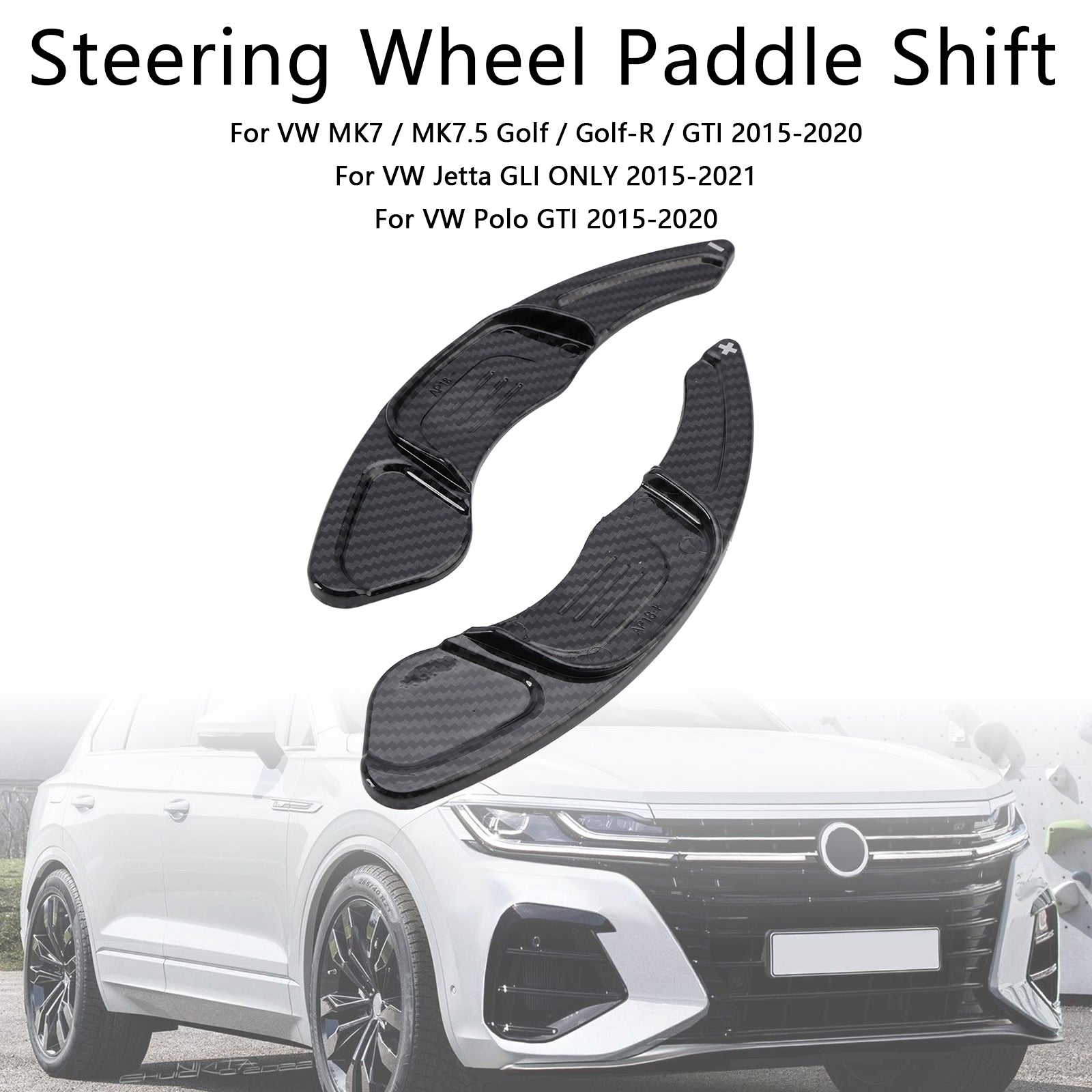 Carbon Look Steering Wheel Paddle Shifter Extension Covers Fit VW MK7 Golf