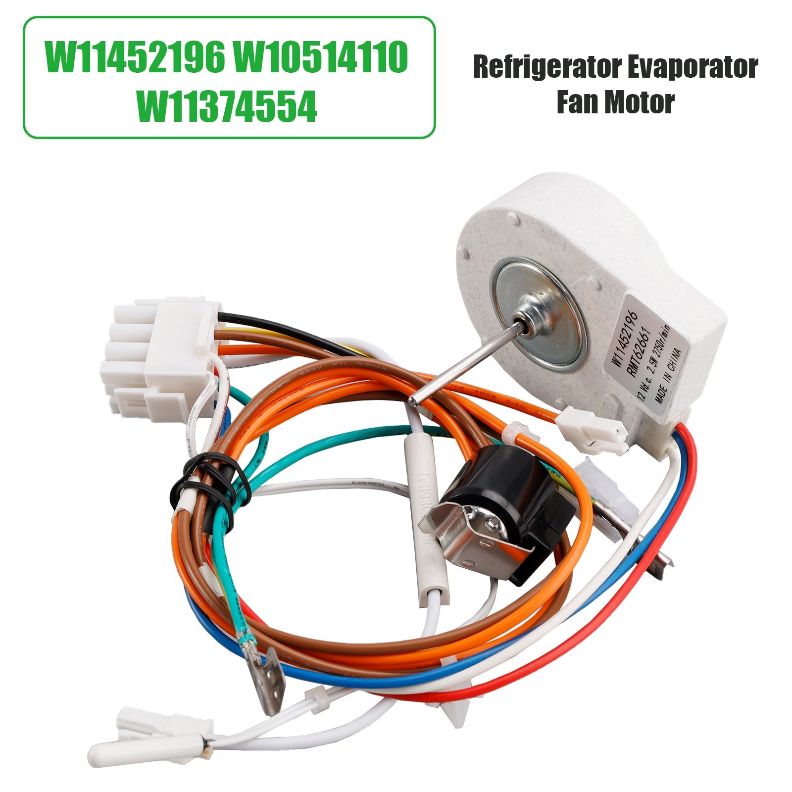 W11452196 Refrigerator Evaporator Fan Motor Replacement Part W10514110 W11374554