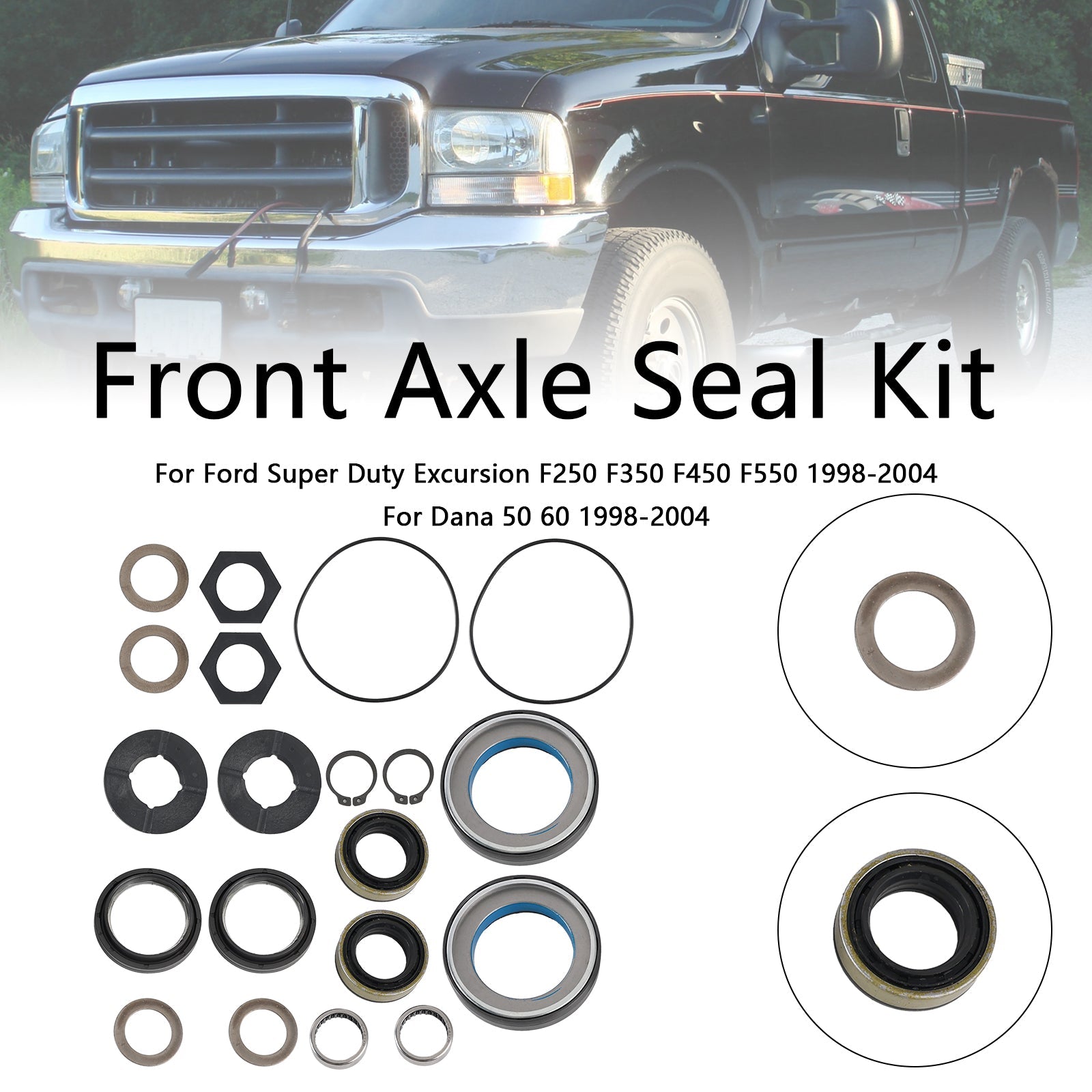 Front Axle Seal and Thrust Washer Kit Fit Ford Excursion F250 F350 1998-2004