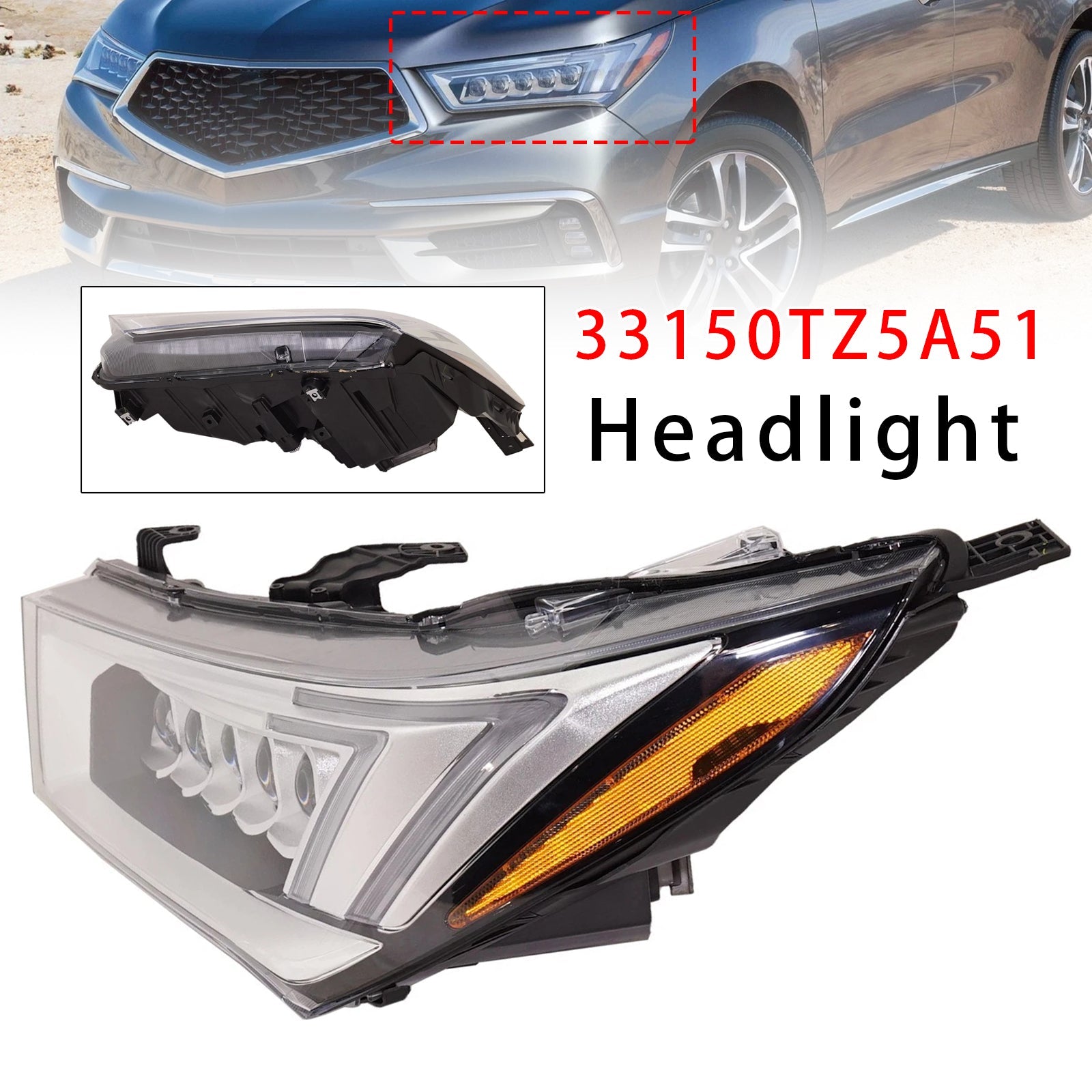 2017-2020 For MDX Base Front Left LED Headlight 33150TZ5A51