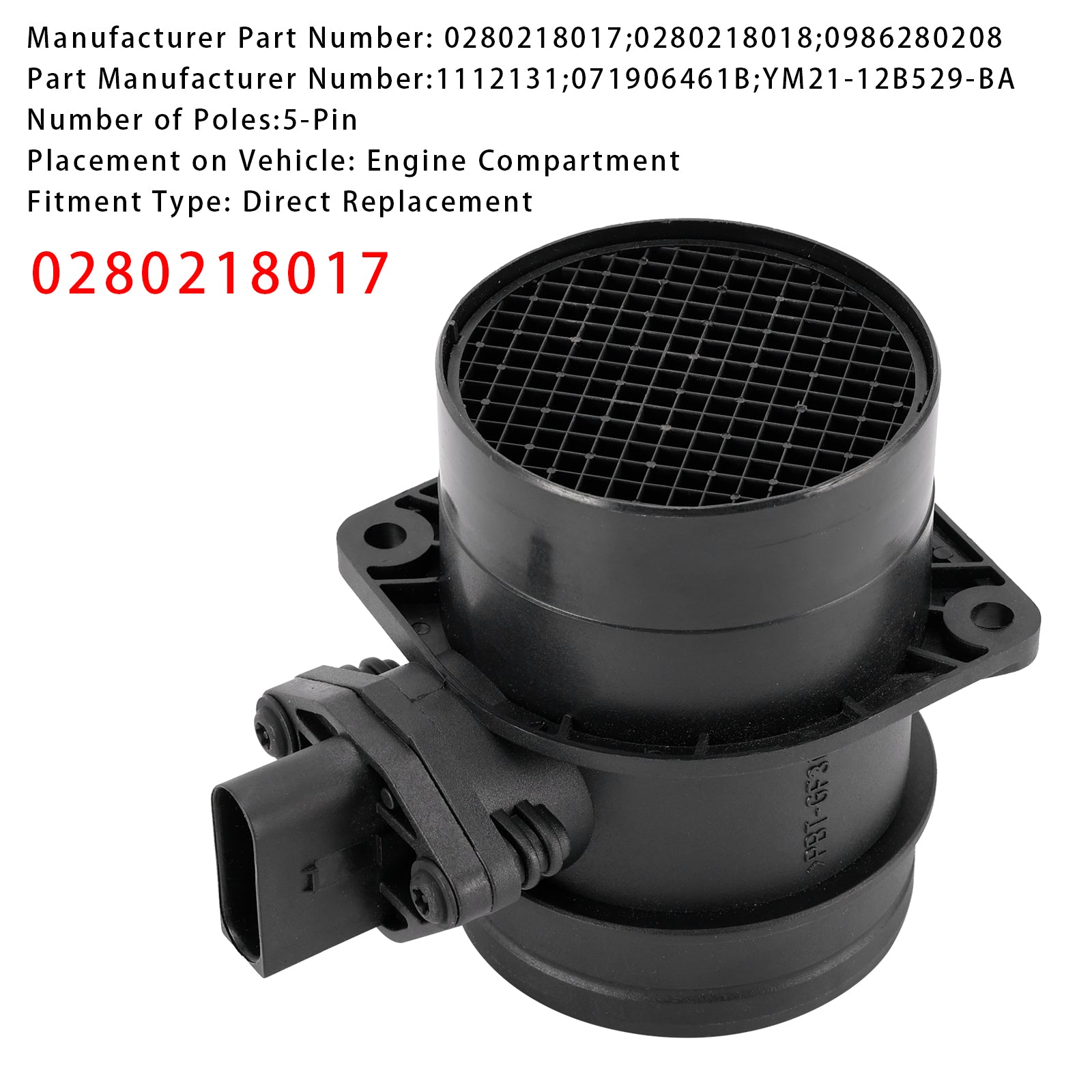 Mass Air Flow Meter Sensor For Volkswagen Golf Jeeta EuroVan 2.8L 0280218017