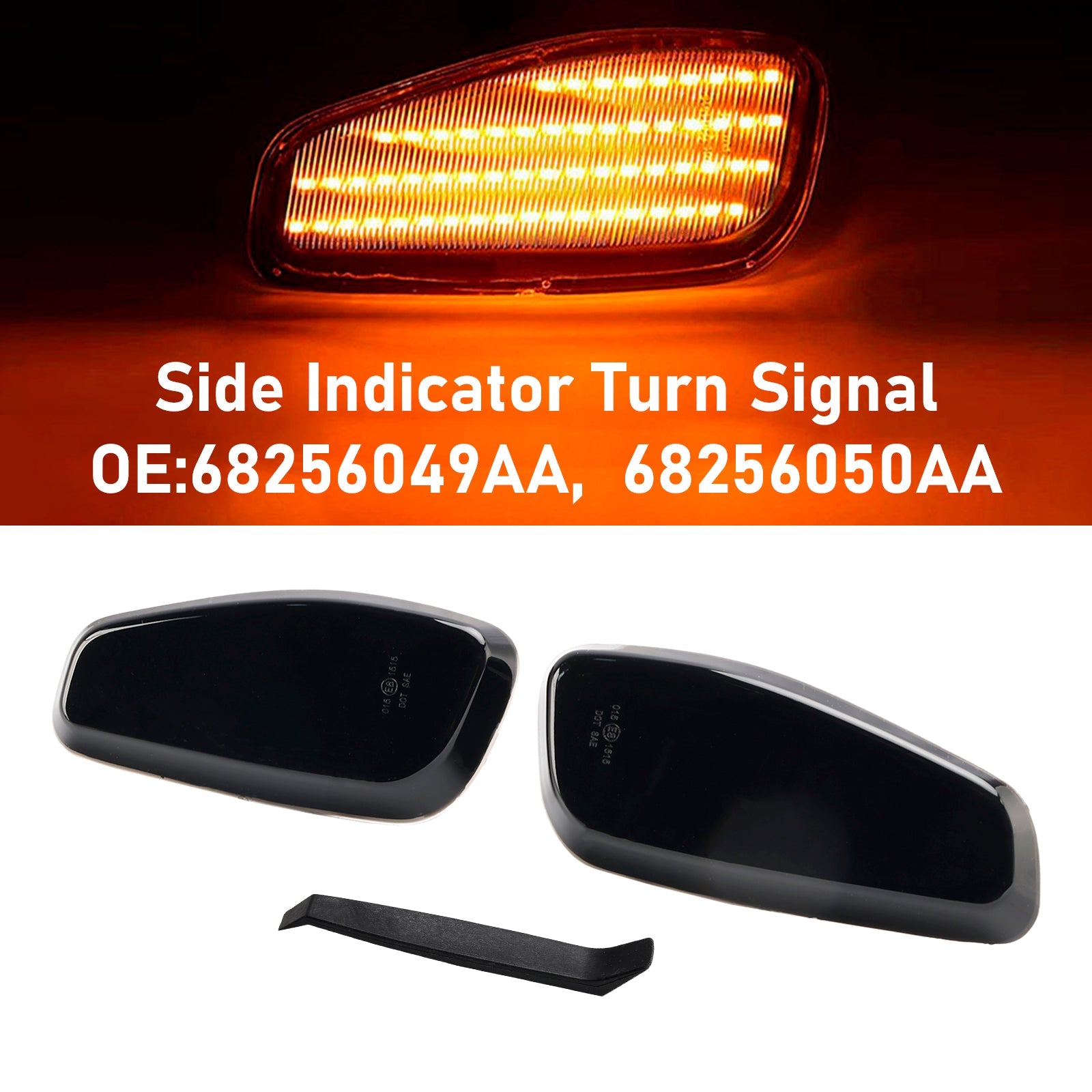 Smoked LED Blinker Side Indicator Turn Signal for Jeep Renegade BU 2014-2021