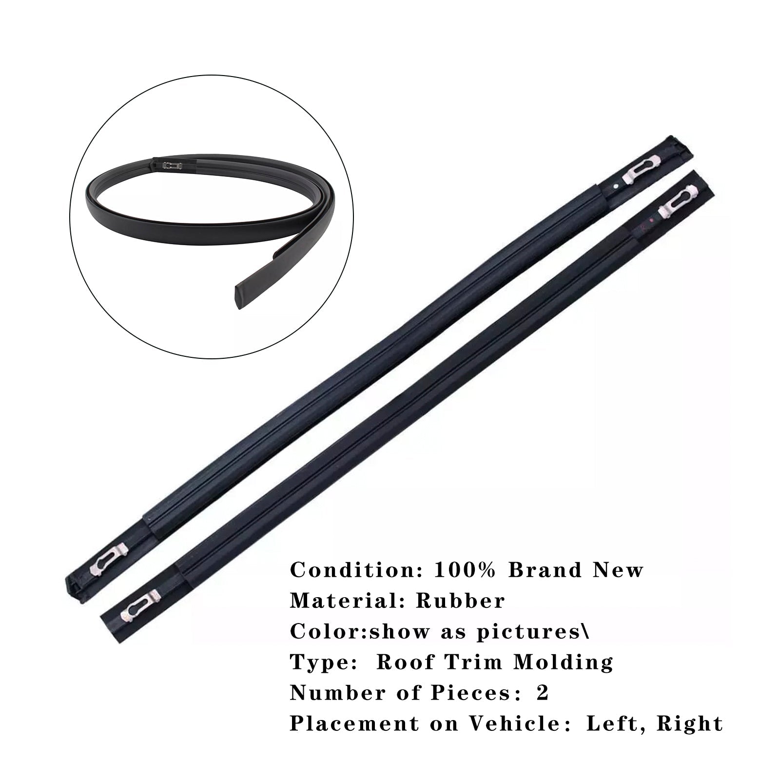 2012-2015 Honda Civic 4 Doors 2PCS Roof Drip Molding Trim Left & Right Side Rubber