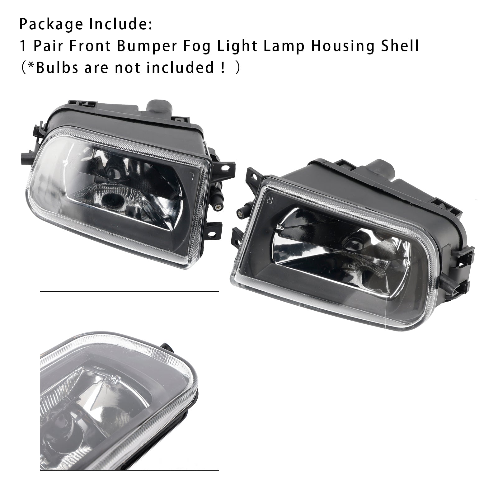Pair Front Bumper Fog Light Lamp Housing Shell For BMW E39 5-Serise 1995-1998