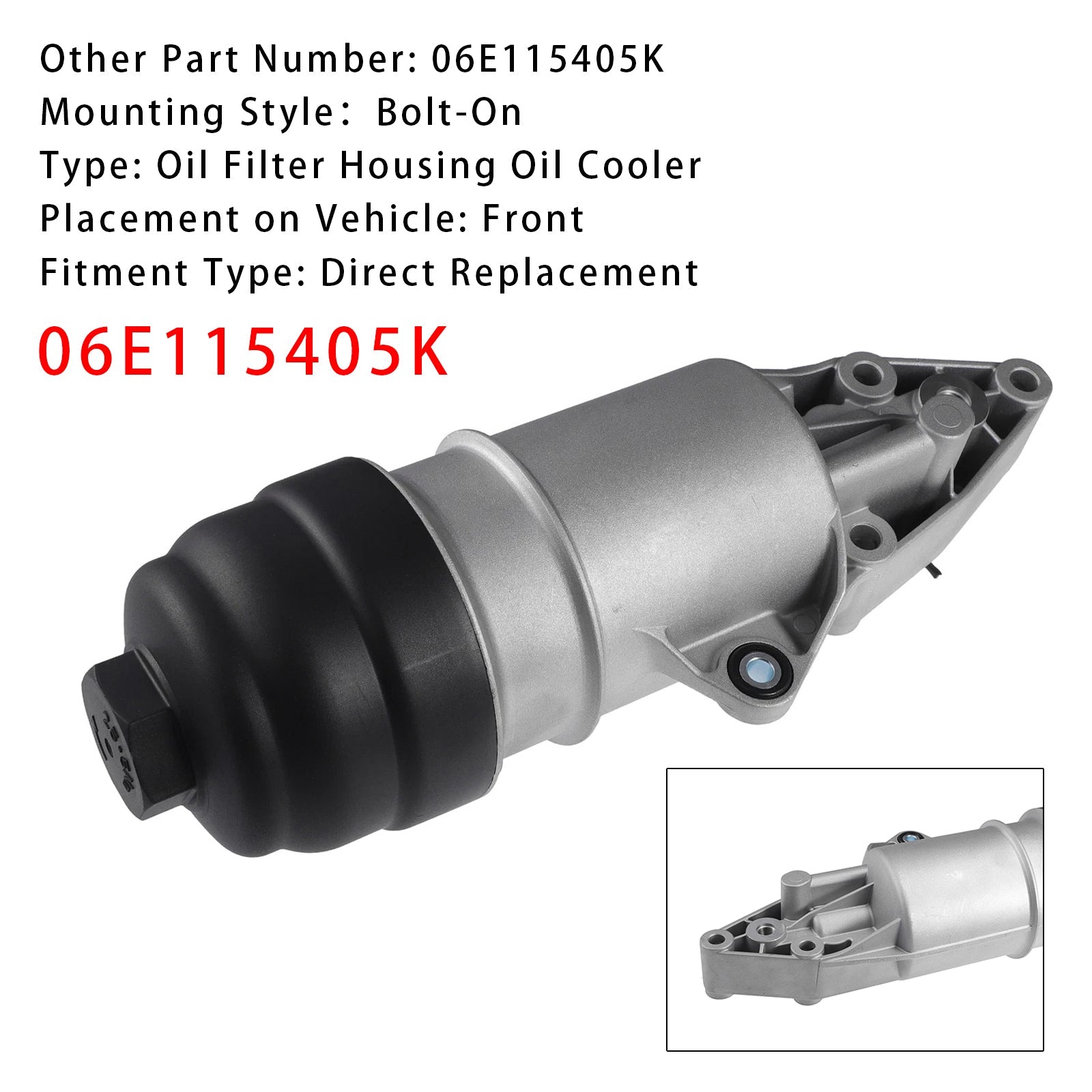 2011-2015 Audi Q7 Engine Oil Cooler Oil Filter Assembly 06E115405K