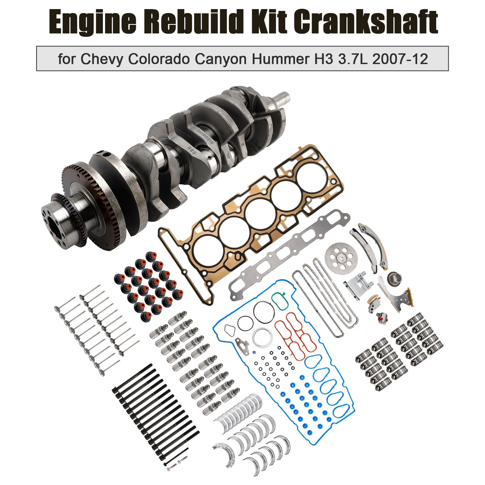 2007-2008 Isuzu I-370 3.7L 3654CC 223CID L5 DOHC Engine Rebuild Kit Crankshaft 89017791 HS26390PT