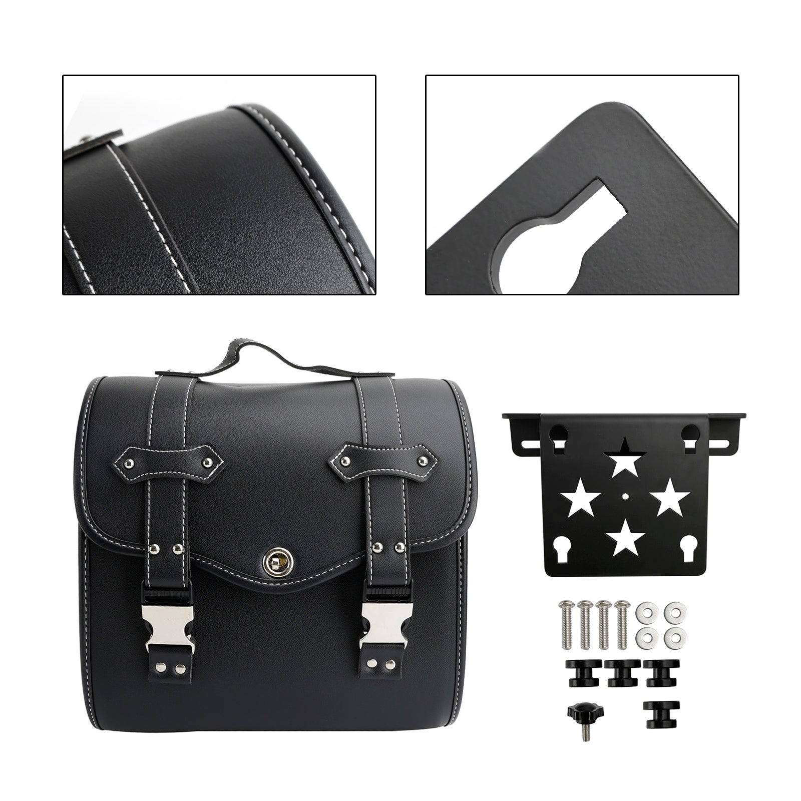 Saddlebag & Brcket Kit Side Storage Universal Quick Release Black For Motor