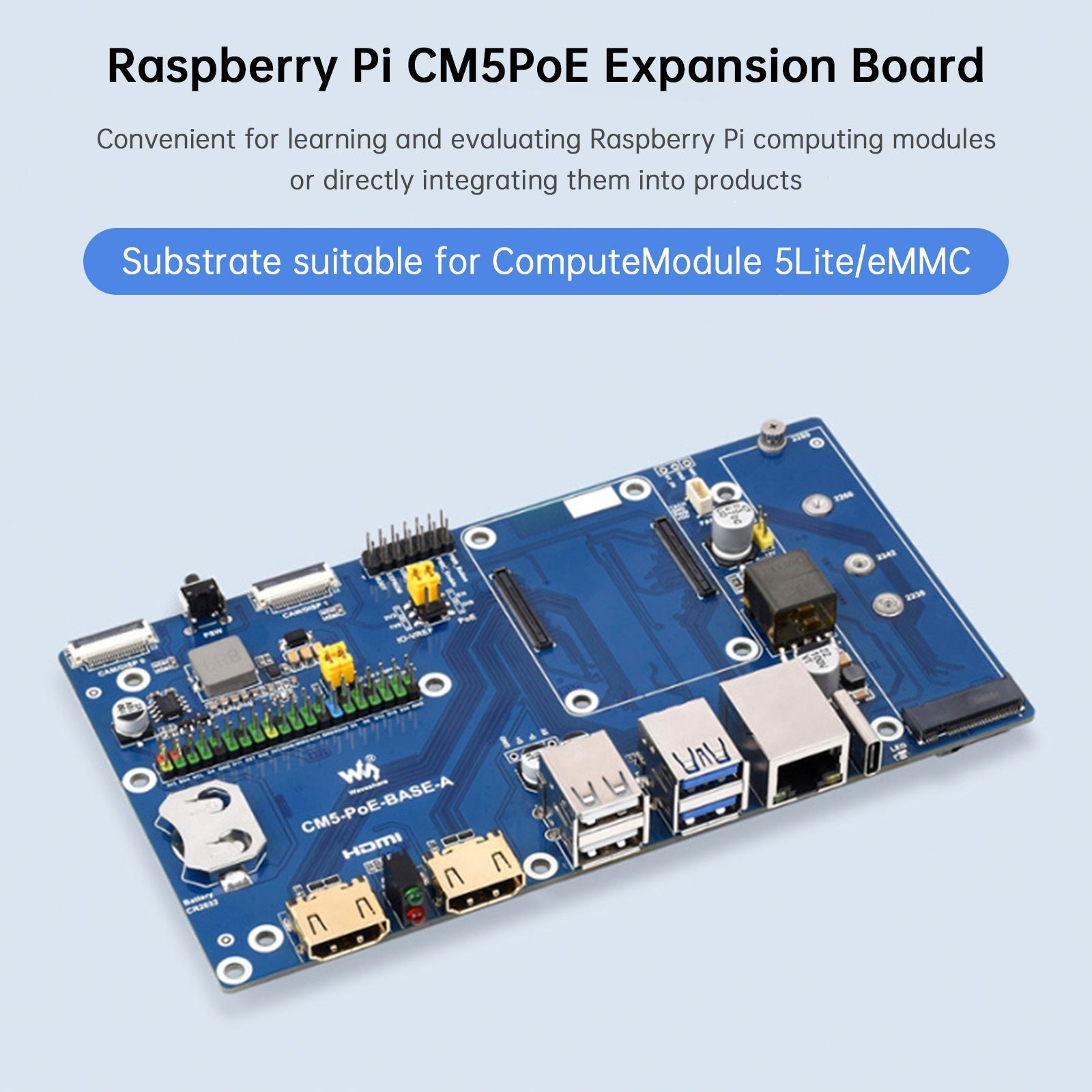 Raspberry Pi CM5 PoE 확장 보드 컴퓨팅 모듈 베이스보드 지원 M.2 NVMe