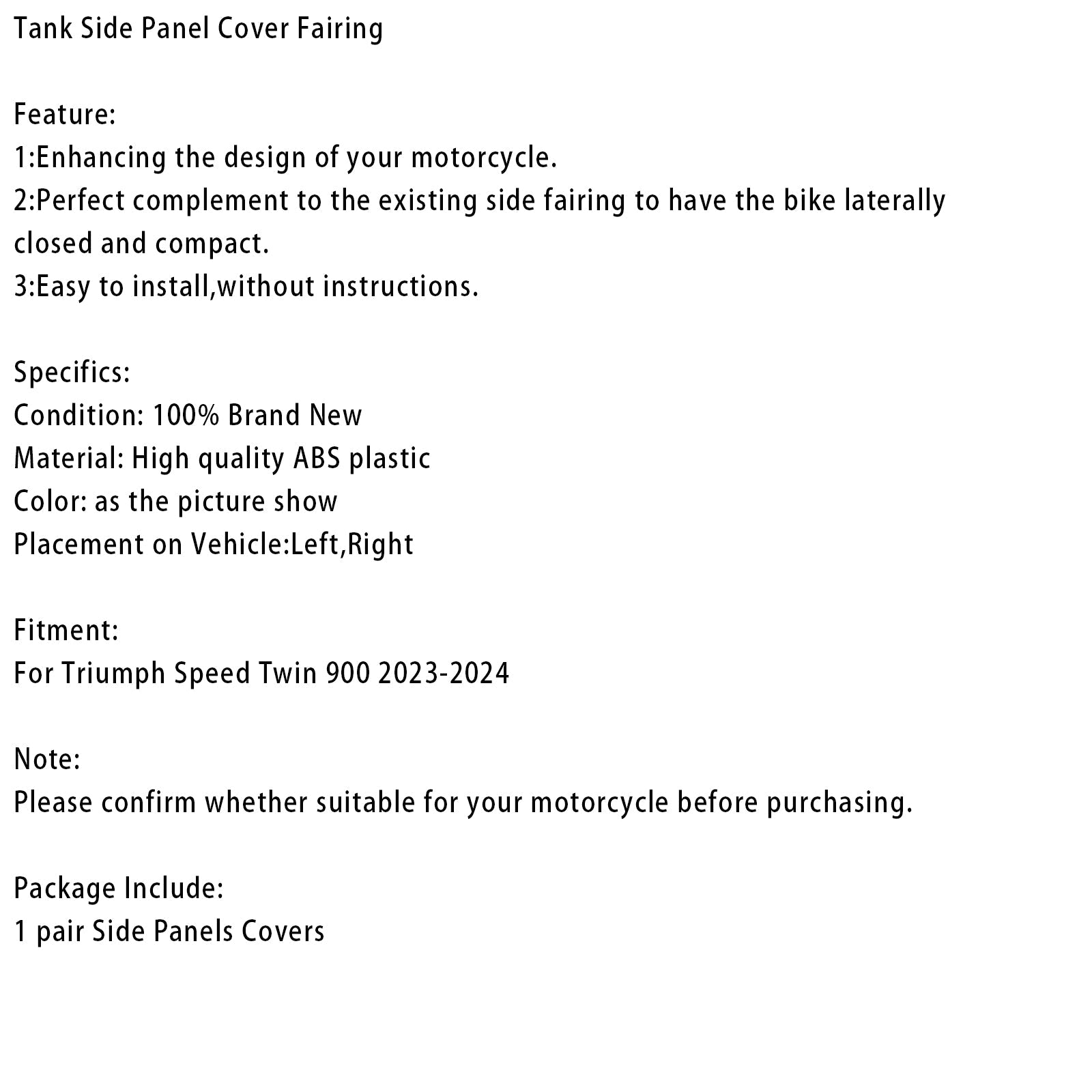 Tank Side Cover Panel Fairing Cowl For Speed Twin 900 2023-2024