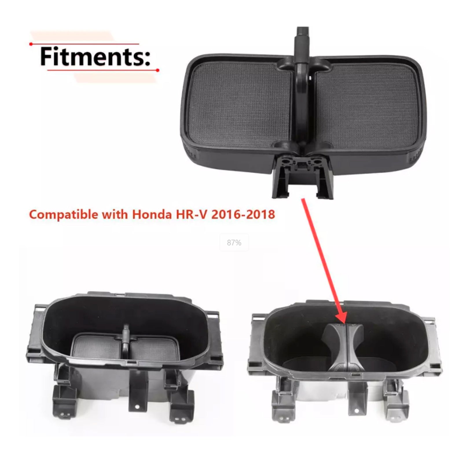 2016-2018 Honda HRV HR-V Center Console Cup Holder Insert Part 77230-T7W-A02ZA