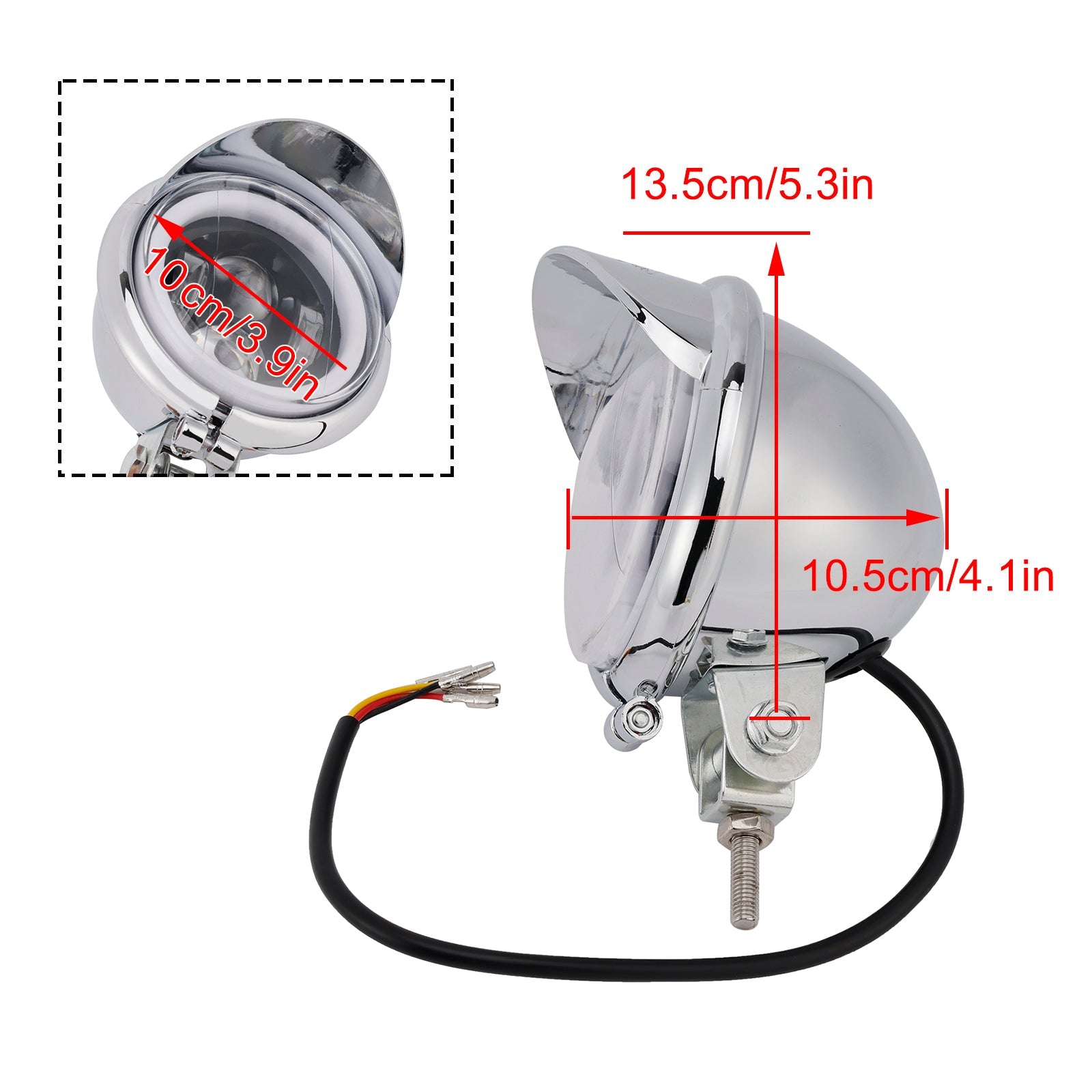 #D62 Headlight Lamp Spotlight Universal Coler Switch Fits Chrome For Motorcycle