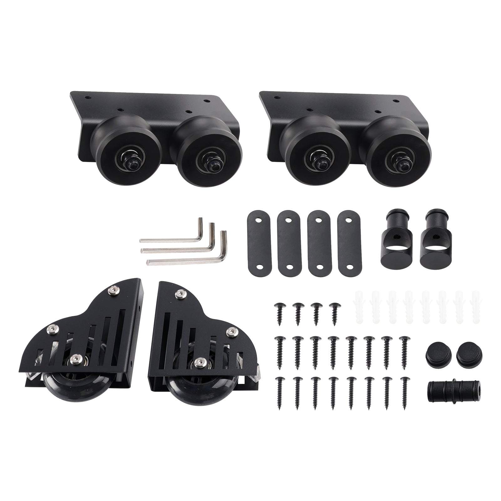 6.6FT Round Tube Rolling Library Sliding Ladder Hardware Kit with Brake