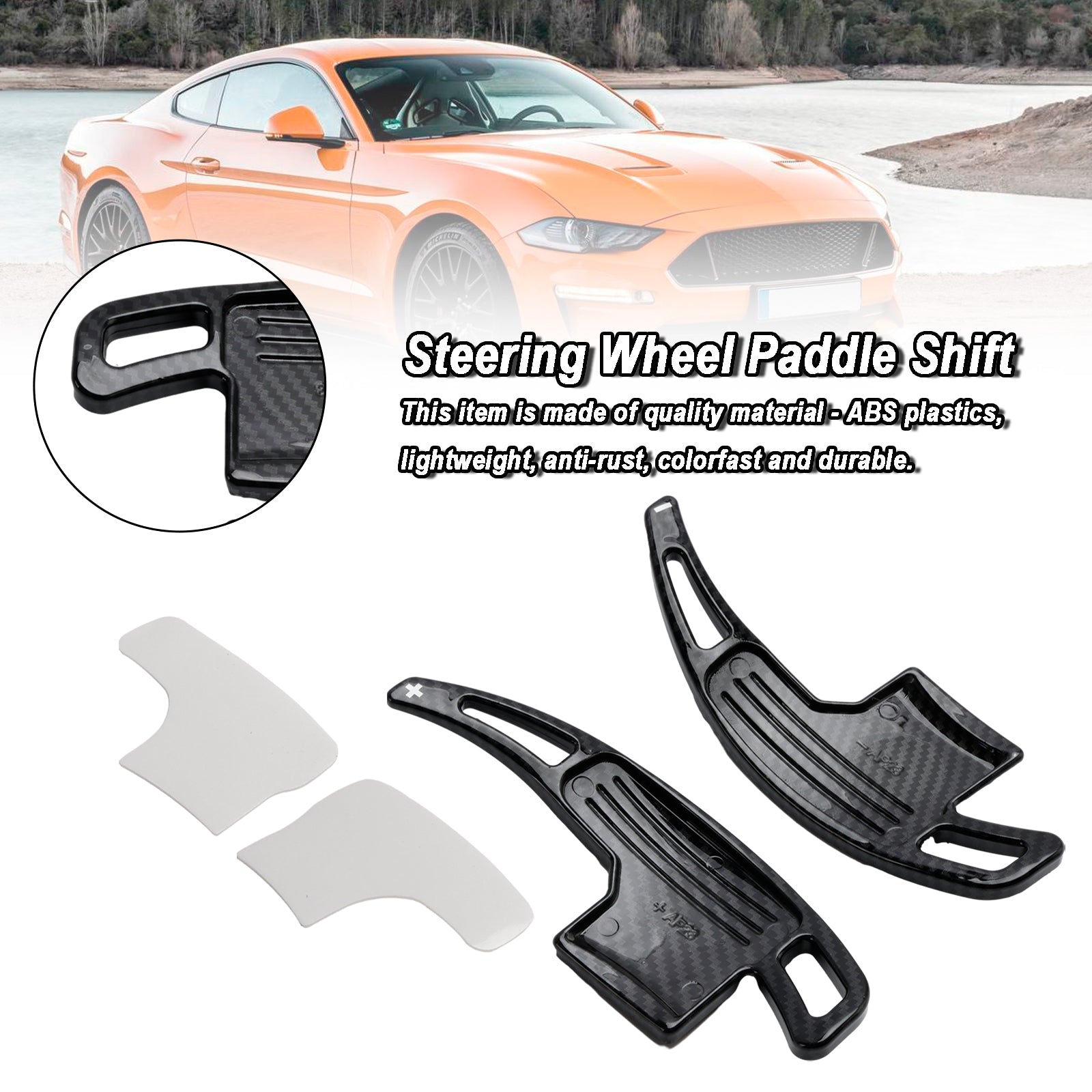 카본 스타일 패들 시프터 트림 액세서리 FIT FORD Mustang 2015-23 Black