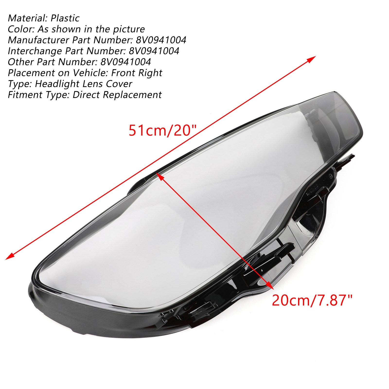 Left & Right Pair Headlight Cover Headlamp Lens For Audi A3 2013-2016 Clear
