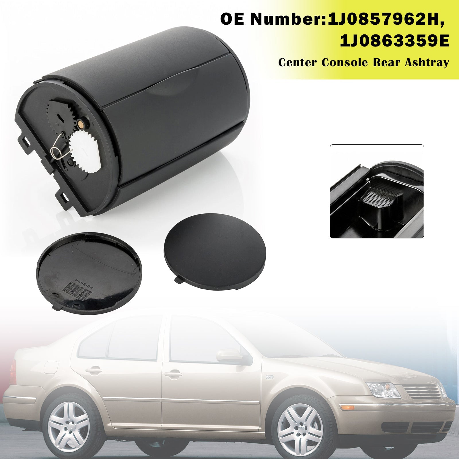 Center Console Rear Ashtray Black 1J0857962H For VW Golf IV 4 1J1 1J5