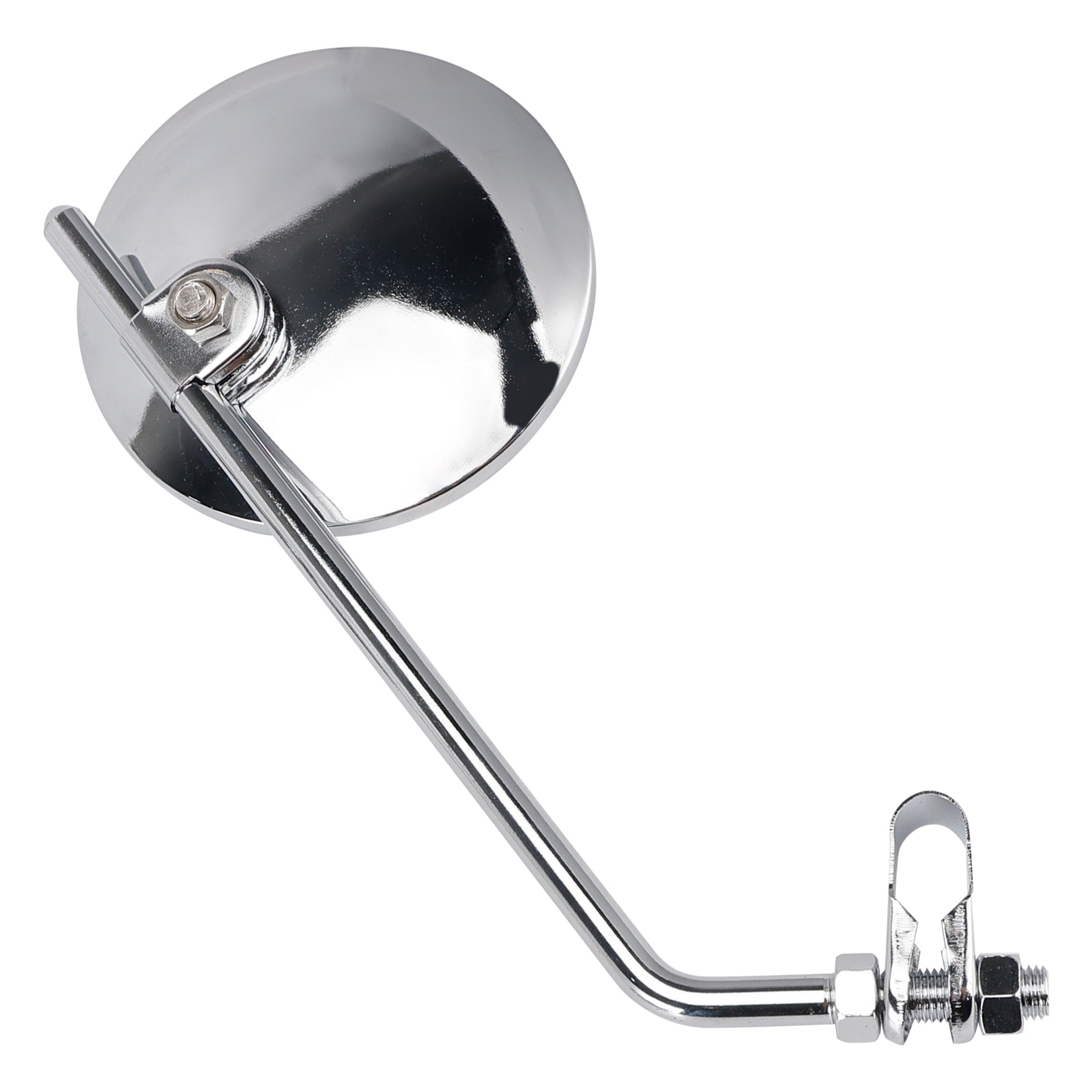 Pair Universal Motorcycle 4" Chrome Clamp-On Mirrors - Round for 7/8" in Bars