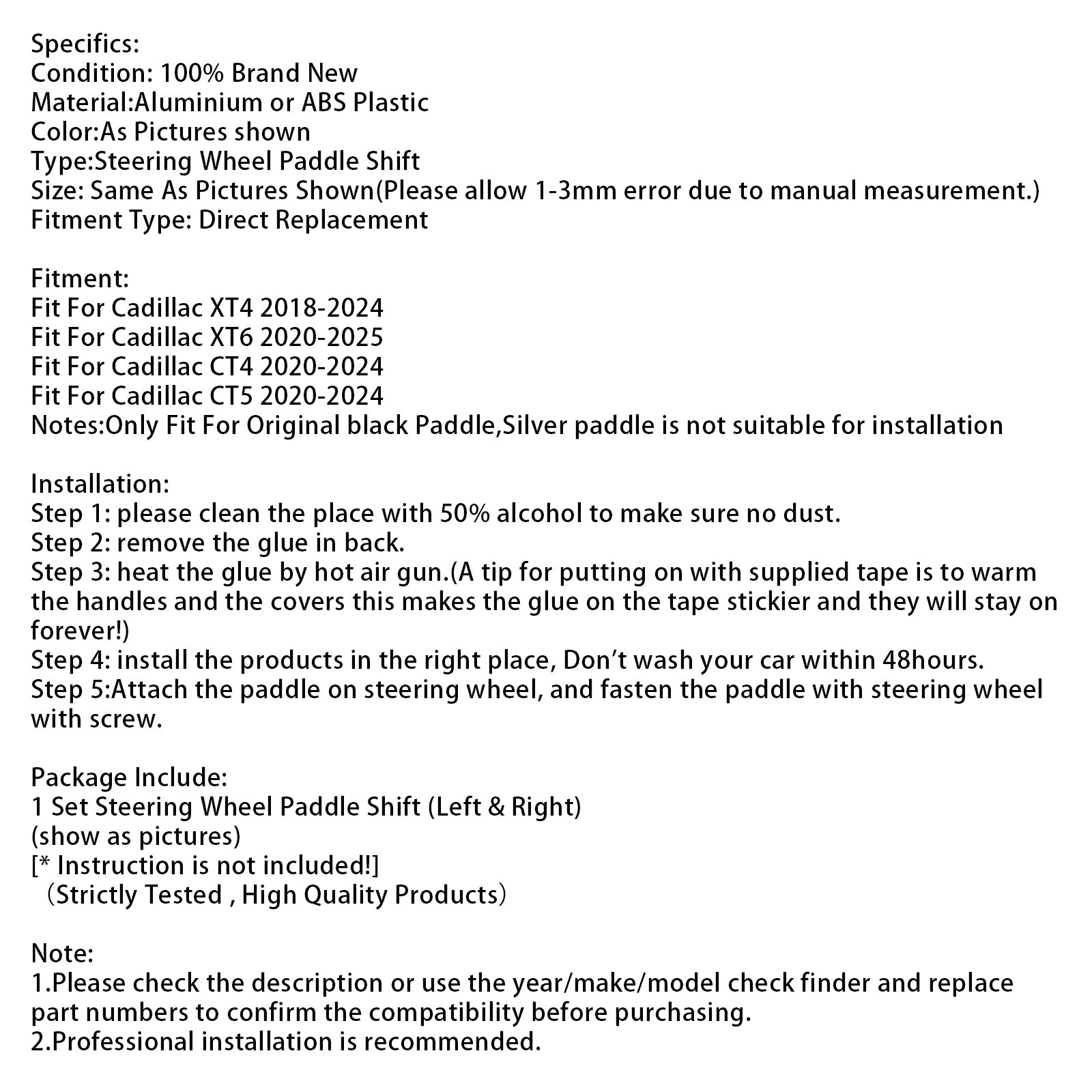 Steering Wheel Paddle Shifter Extension For Cadillac XT4
