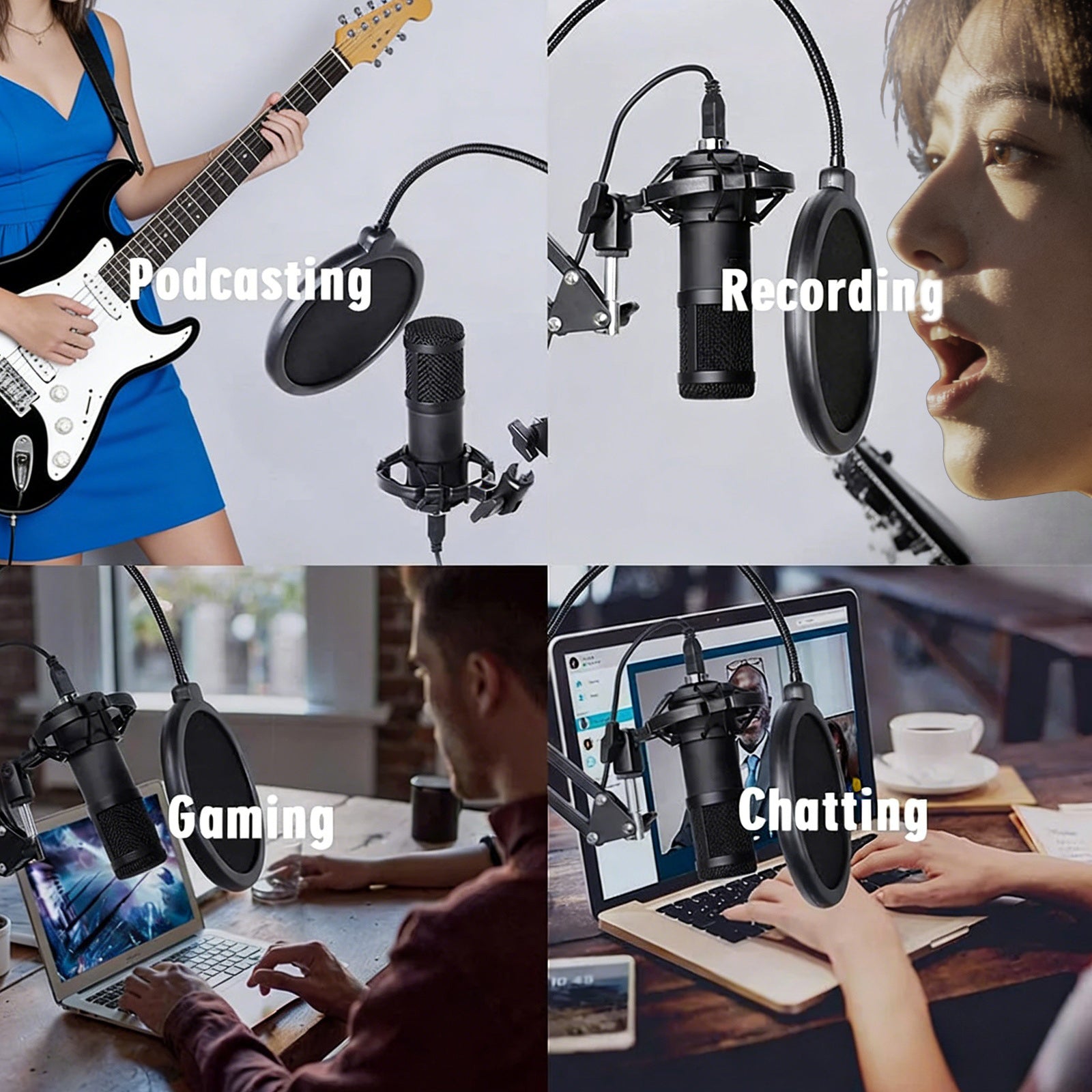 BM800 USB Condenser Microphone for PC Studio Microphone Kit Singing Streaming