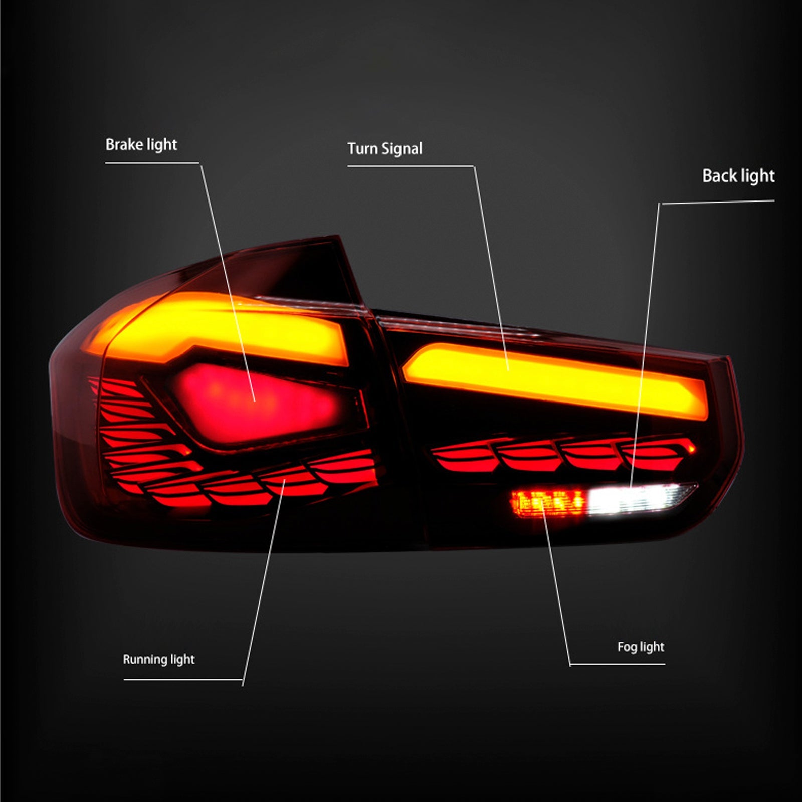 2012-2018 BMW 3 Series F30 330D / 335D XDrive L&R Red LED Tail Lights Rear Lamp Assembly 63217313039 63217372793