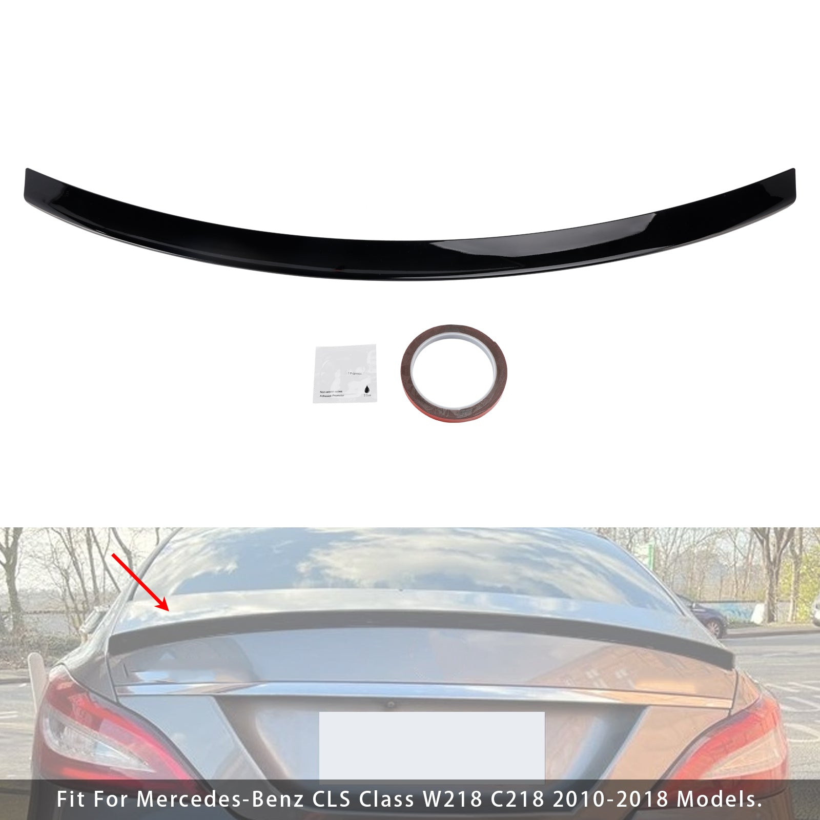 Gloss Black Rear Boot Spoiler For Mercedes-Benz CLS-Class W218 C218 2010-2018