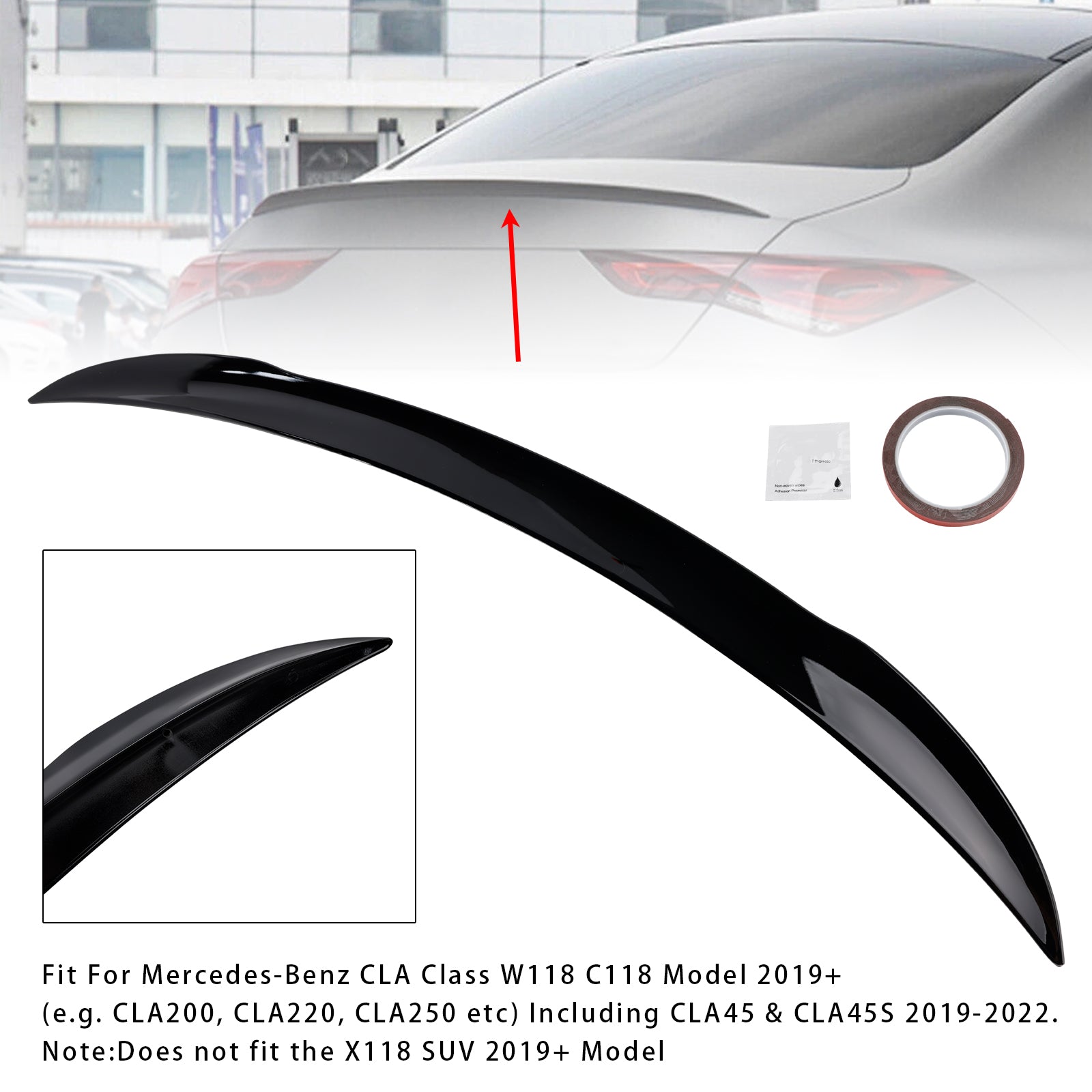 Gloss Black Rear Boot Spoiler For Mercedes-Benz CLA-Class W118 C118 2019+