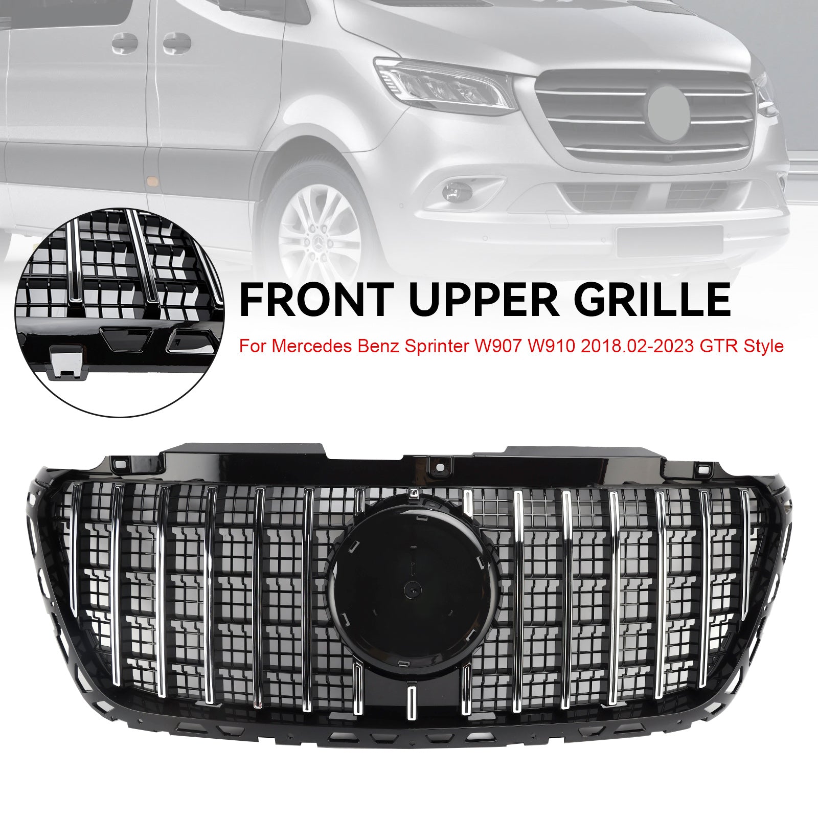 2018 2019 2020 2021 2022 2023 Mercedes Sprinter W907 W910 GT Style Front Bumper Grille Grill