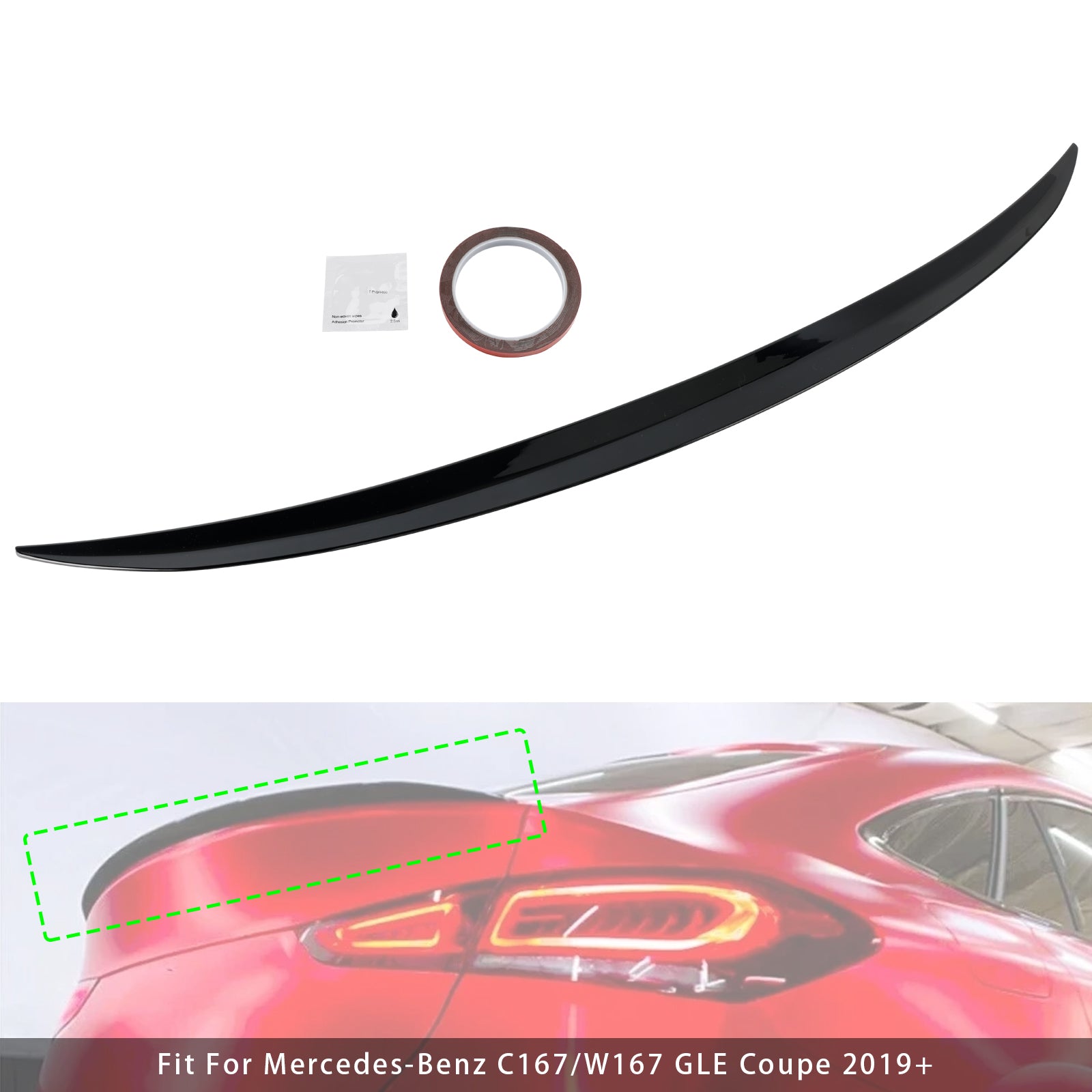 Gloss Black Rear Boot Spoiler For Benz GLE Class Coupe C167 2019+ GLE63 Style