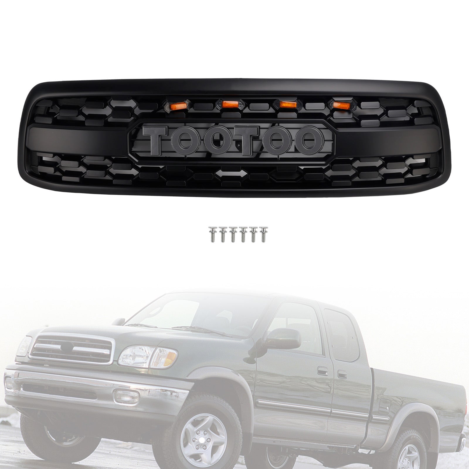 Matte Black Front Bumper Grill Grille Fit Toyota Tundra 2000-2002 W/LED