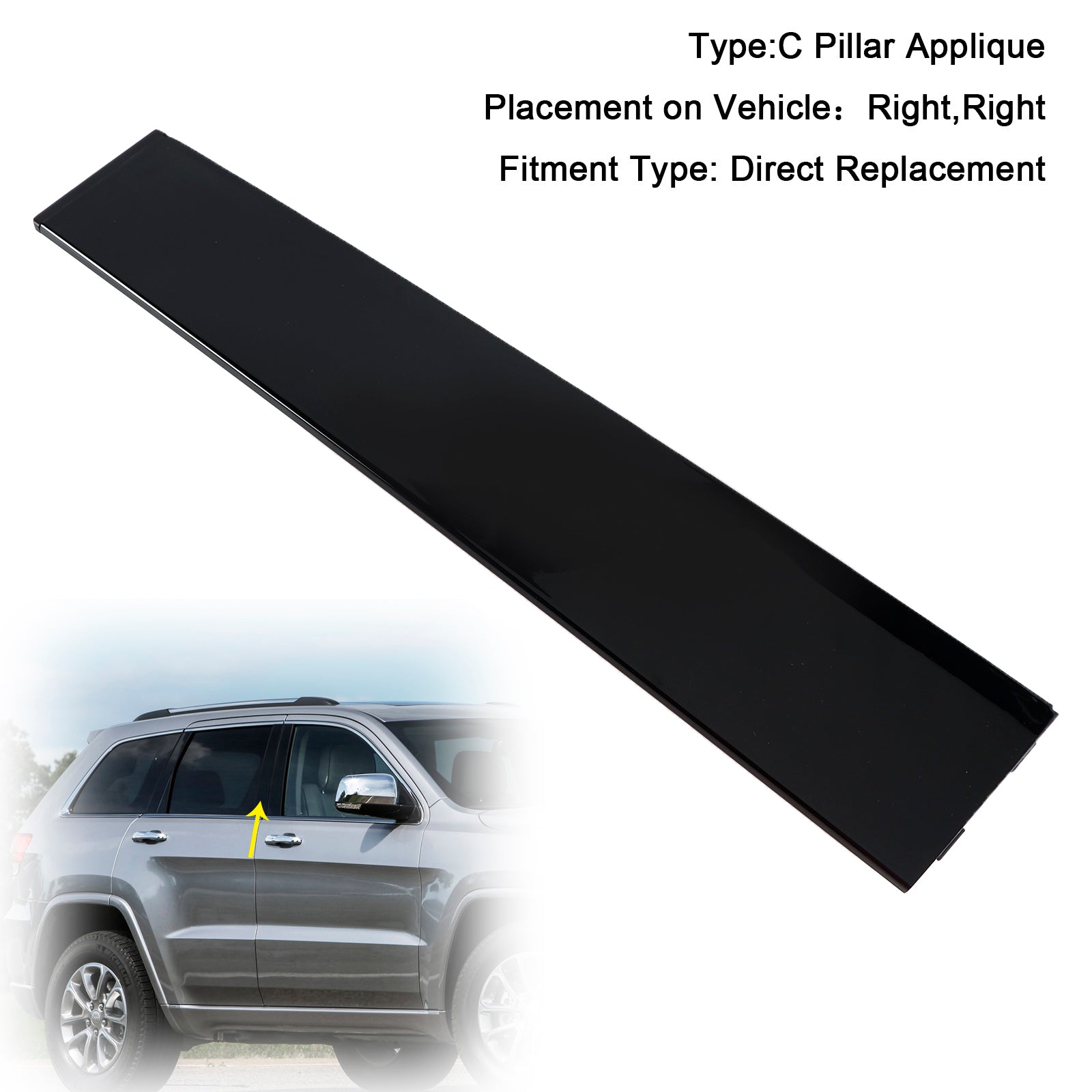 Right Rear Door Pillar Window Trim Applique B 57010446 For Jeep Cherokee 2011-2021