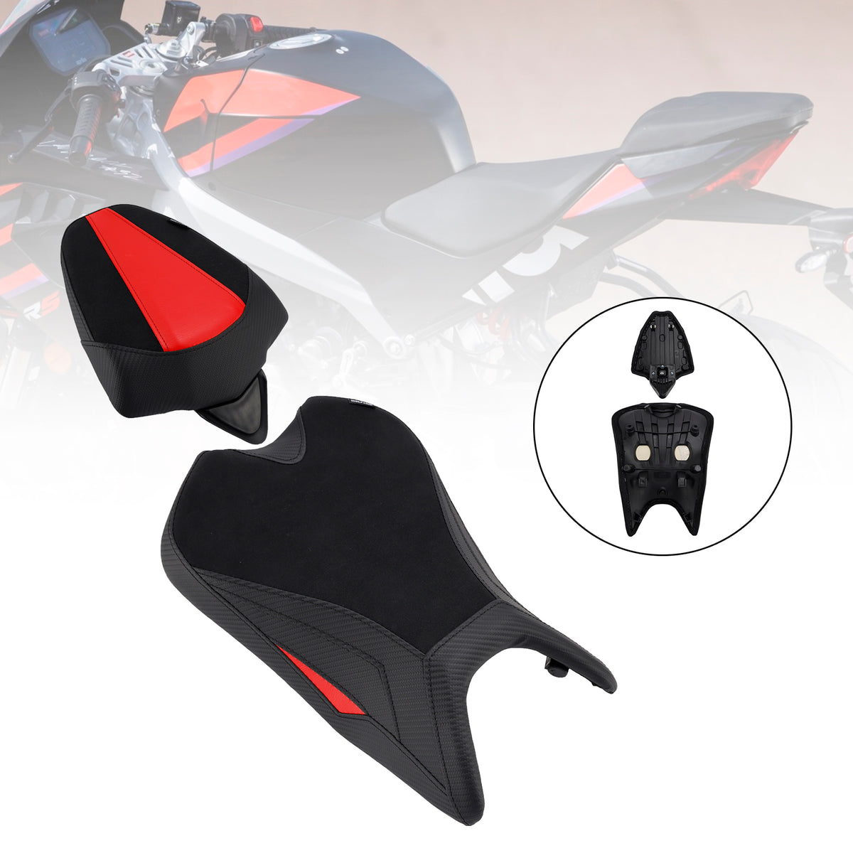 2024-2025 For Aprilia Rs457 Rs 457 Driver&Passenger Seat Kit Cushion Pu Fit Red