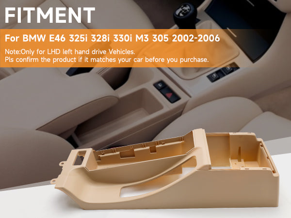 2002-2006 BMW E46 325i 328i Center Console Armrest Trim Base For Left Hand Drive