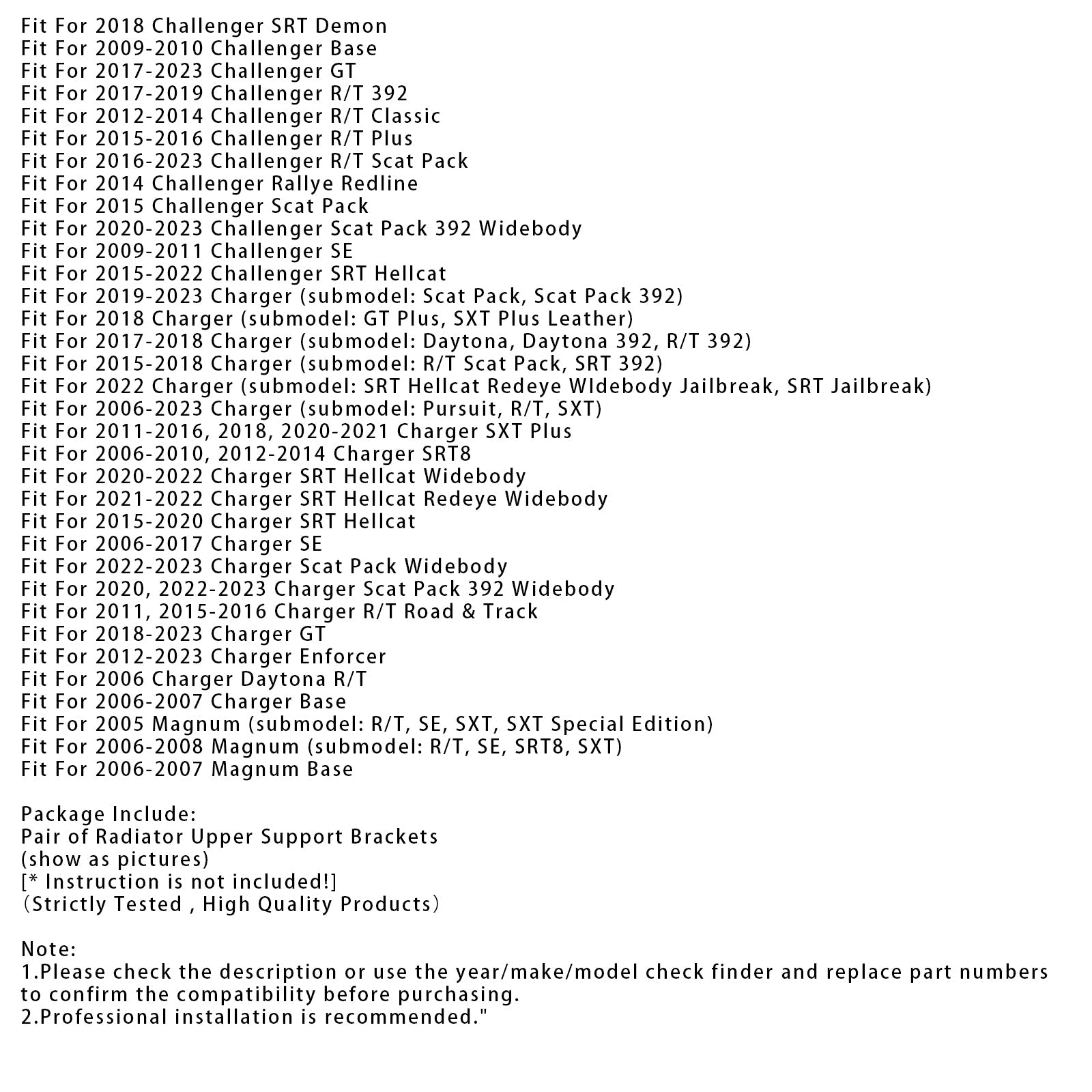 Pair of Radiator Upper Support Brackets For Dodge Chrysler 04596474AD