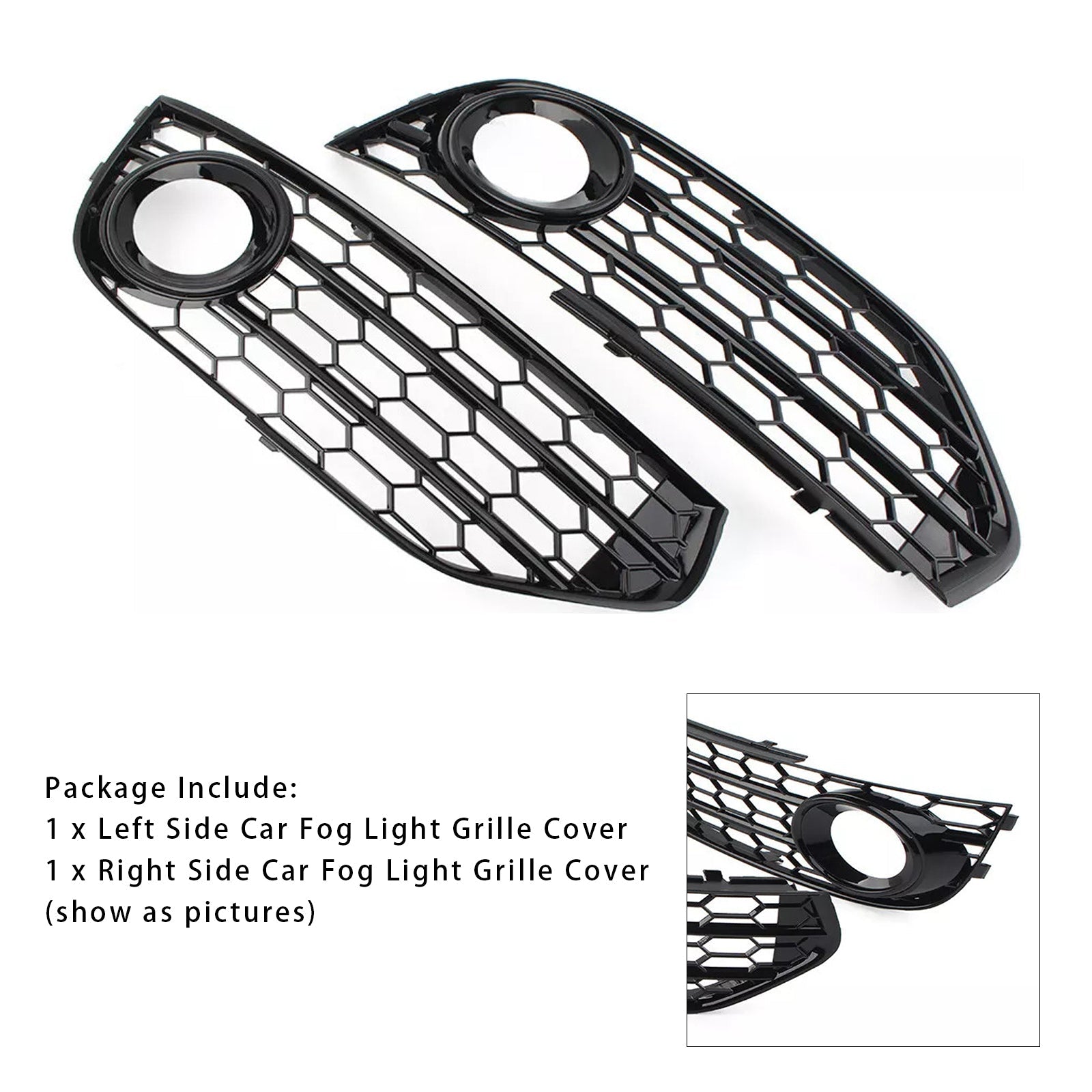 2010-2015 Audi A4 Allroad B8 Front Bumper Honeycomb Fog Grille Cover Black