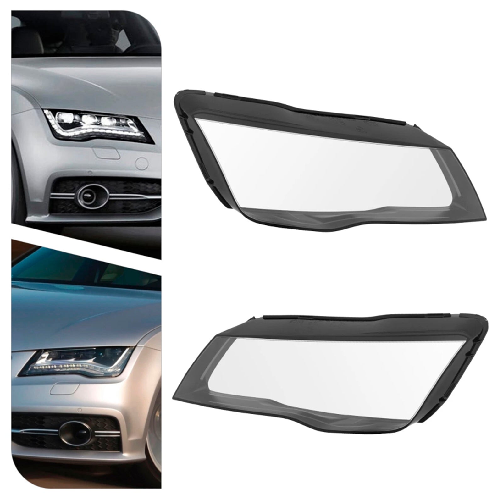2012-2015 Audi A7 S7 RS7 2Pcs Front Headlight Lens Cover Shell Clear