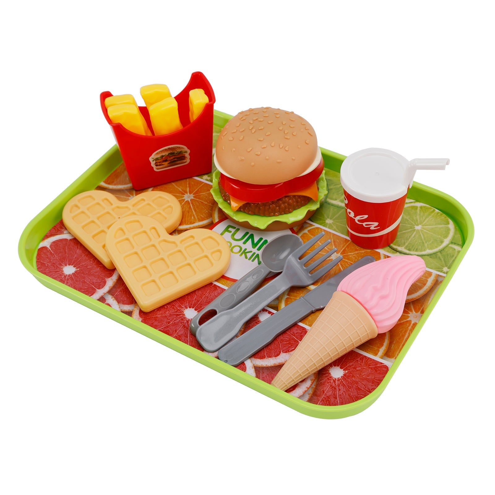 Hamburger Waffles Fries Drink Play Food Kitchen Set Children Toy Set For Kid