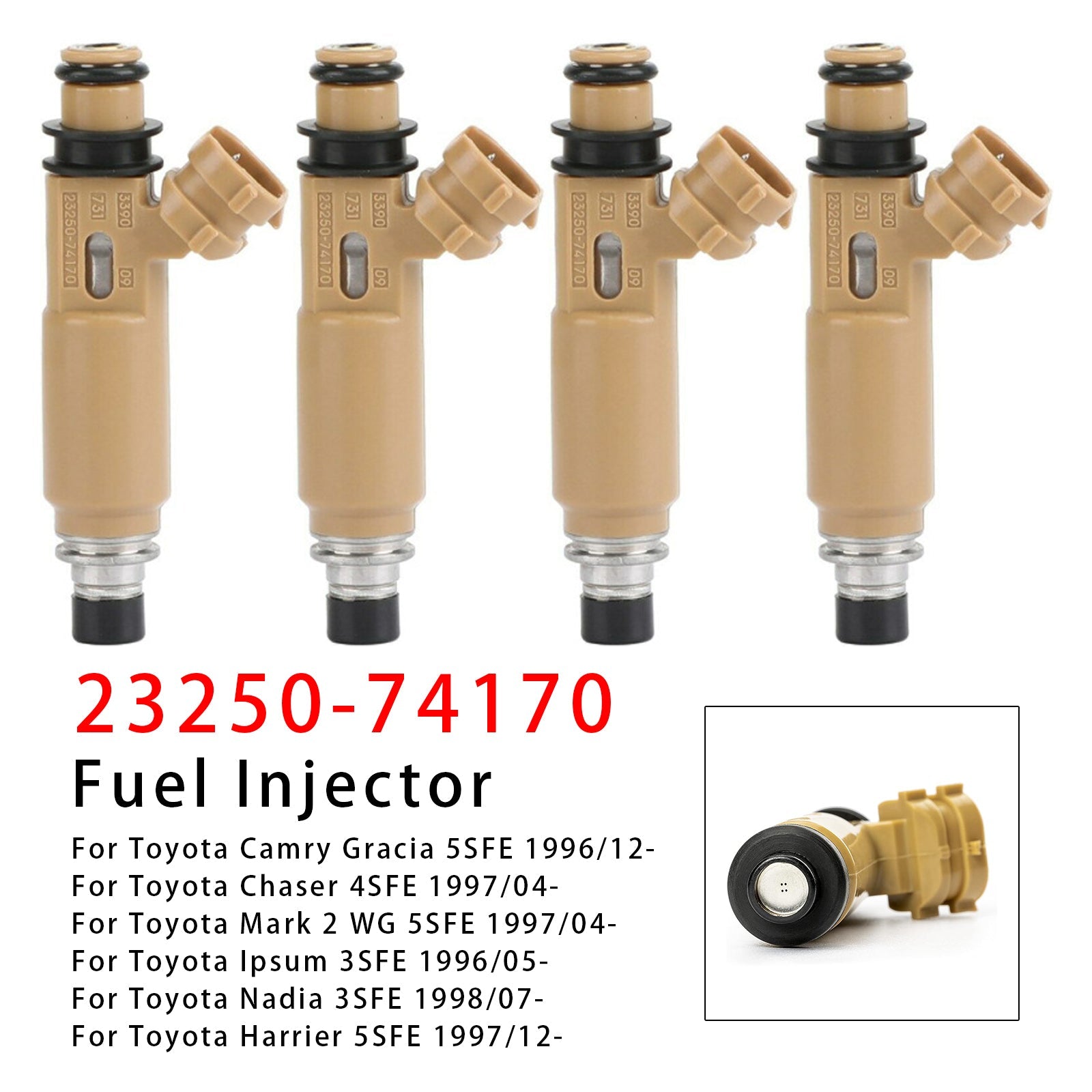 4Pcs Fuel Injector For Toyota Avensis Carina Corona RAV4 2.2L 3.0L 23250-74170