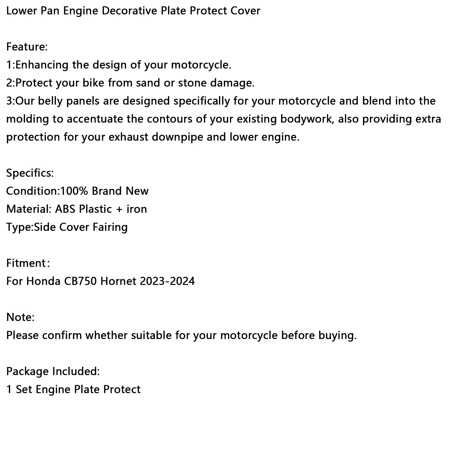 CB750 호넷 23-24용 하부 팬 엔진 장식 플레이트 보호 커버