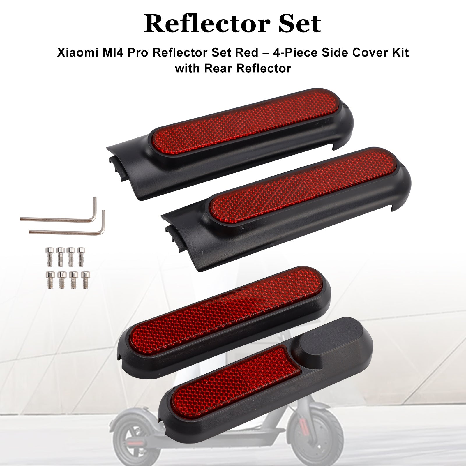 Set of 4 Scooter Side Covers with Rear Reflector for Xiaomi 4 Pro(1st Gen)