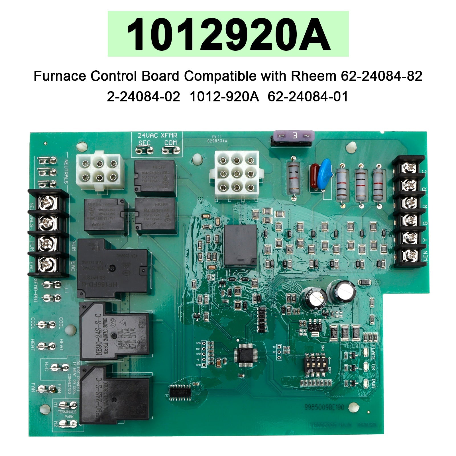 1012920A Furnace Control Board Compatible with Rheem 62-24084-82 2-24084-02