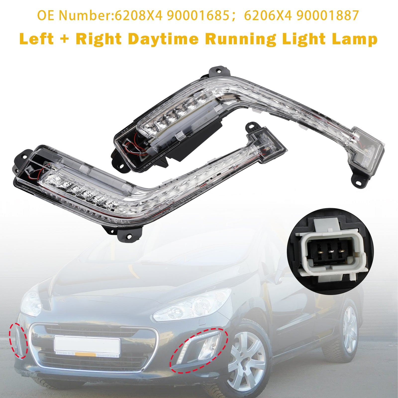 2011-2014 Peugeot 308 Mk1 Hatch Left + Right DRL Light Lamp LED Bulbs