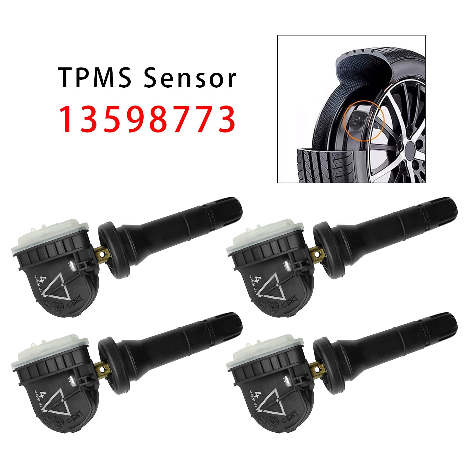 4X TPMS Tire Pressure Sensor For GMC Buick Chevy Silverado Cadillac 13598773