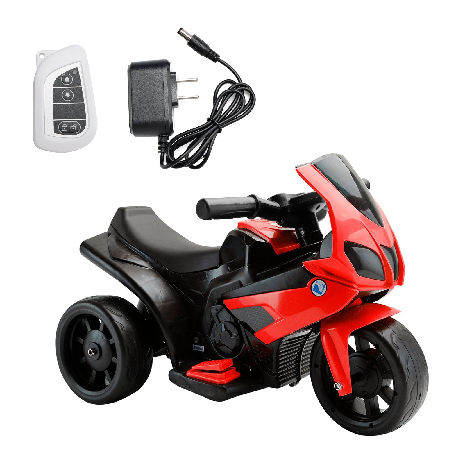 3Wheel 6V Kid Ride On Motorcycle Electric Toy With Remote Control LED Light Red