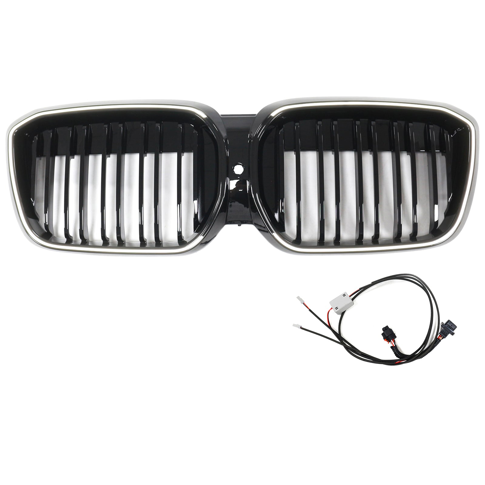Double Slat Gloss Black Front Kidney Grill Grille Fit BMW IX3 G08 LCI 2022-2024