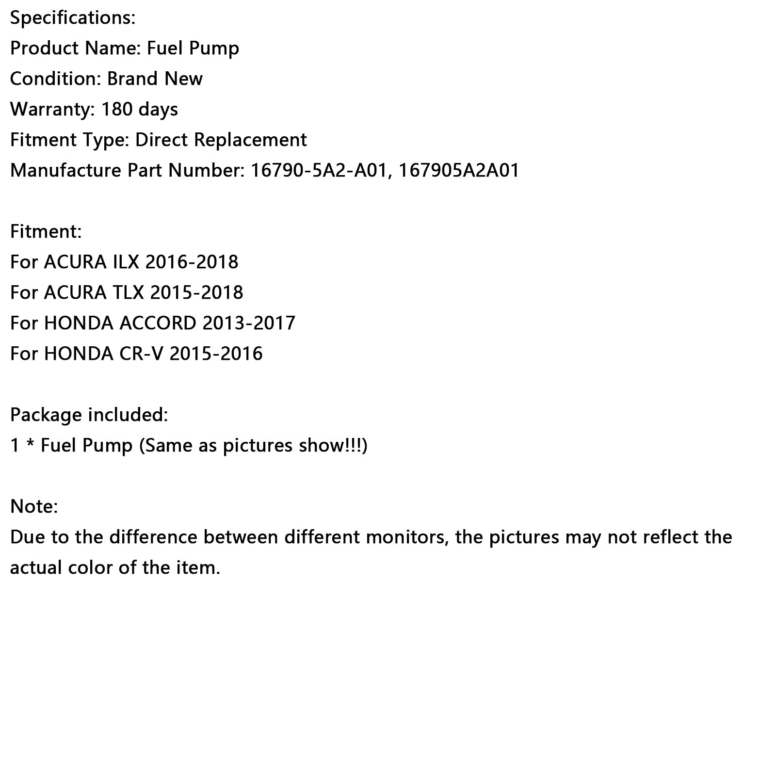 2015-2018 ACURA TLX High Pressure Fuel Pump 16790-5A2-A01